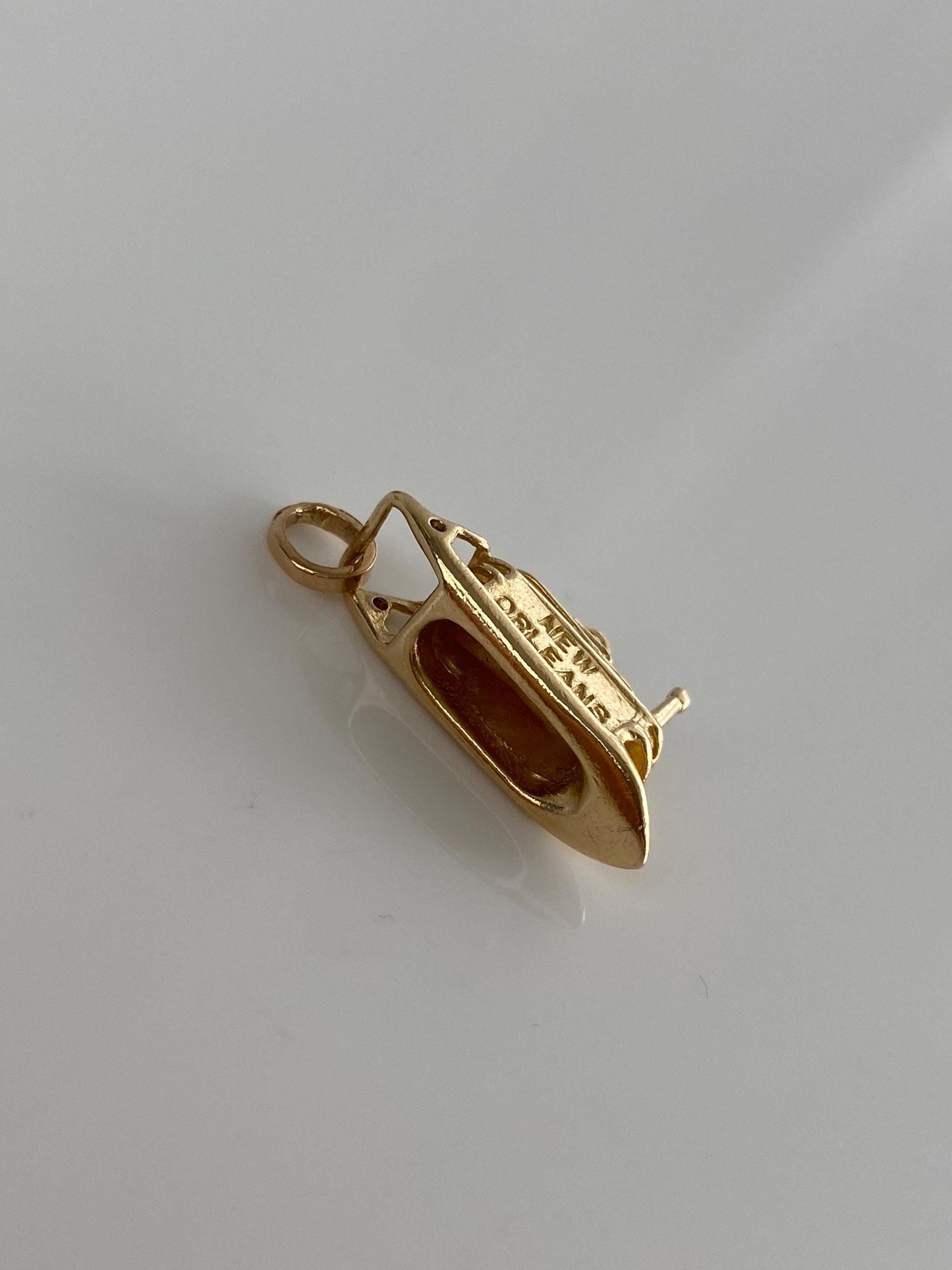 Vintage Solid 14k Yellow Gold New Orleans Tugboat Charm