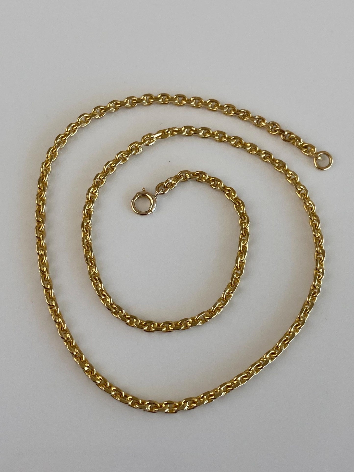 Vintage Solid 18k Yellow Gold Rounded Biker Link Chain Necklace - 16 inches