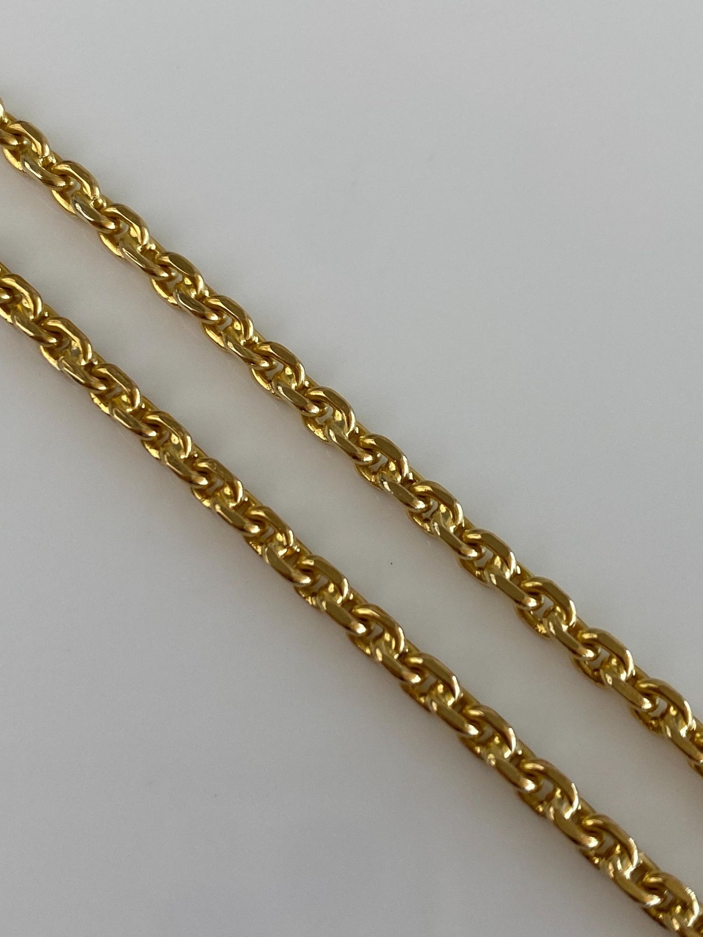 Vintage Solid 18k Yellow Gold Rounded Biker Link Chain Necklace - 16 inches