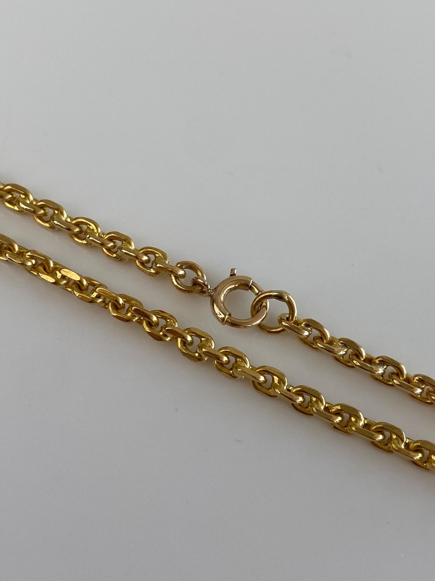 Vintage Solid 18k Yellow Gold Rounded Biker Link Chain Necklace - 16 inches