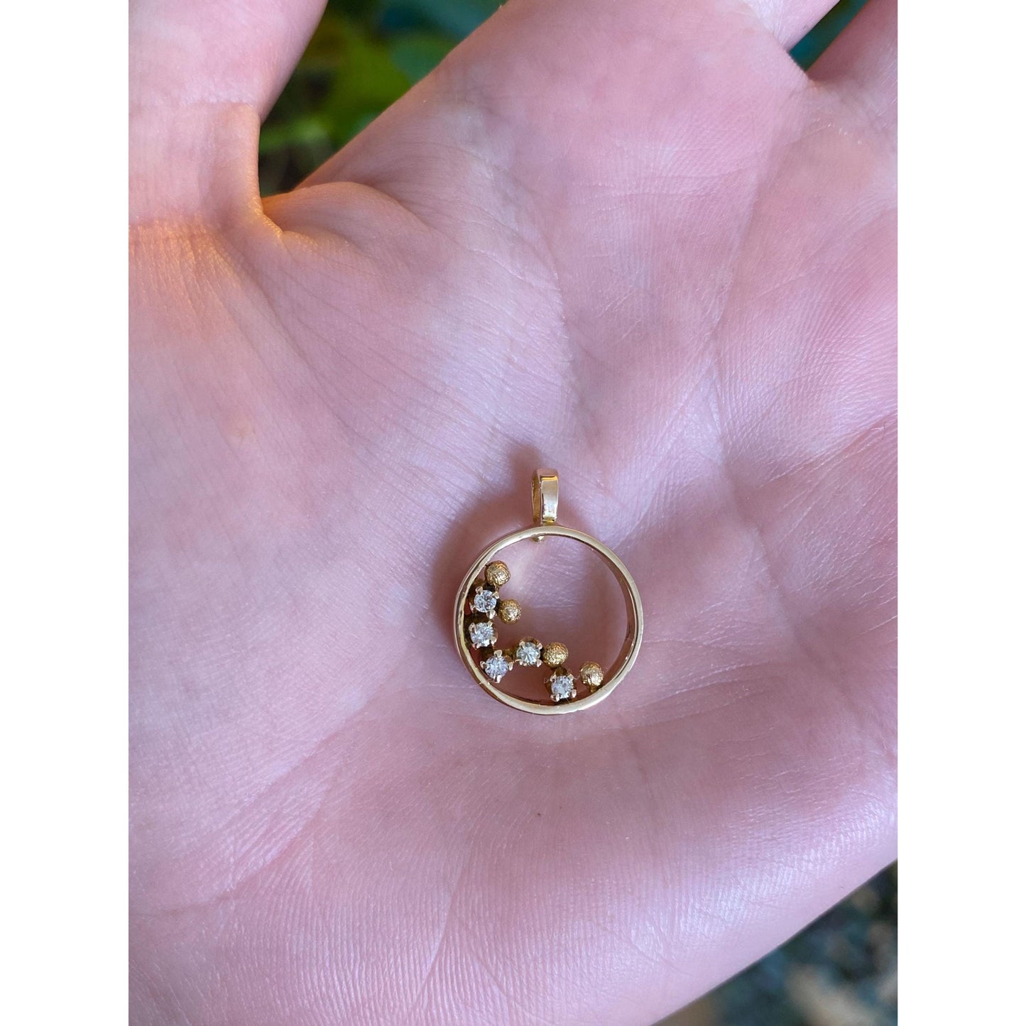 Vintage Solid 14k Yellow Gold Diamond Charm