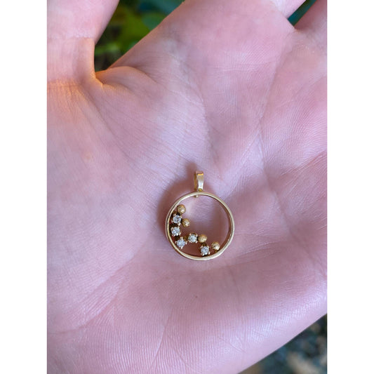 Vintage Solid 14k Yellow Gold Diamond Charm