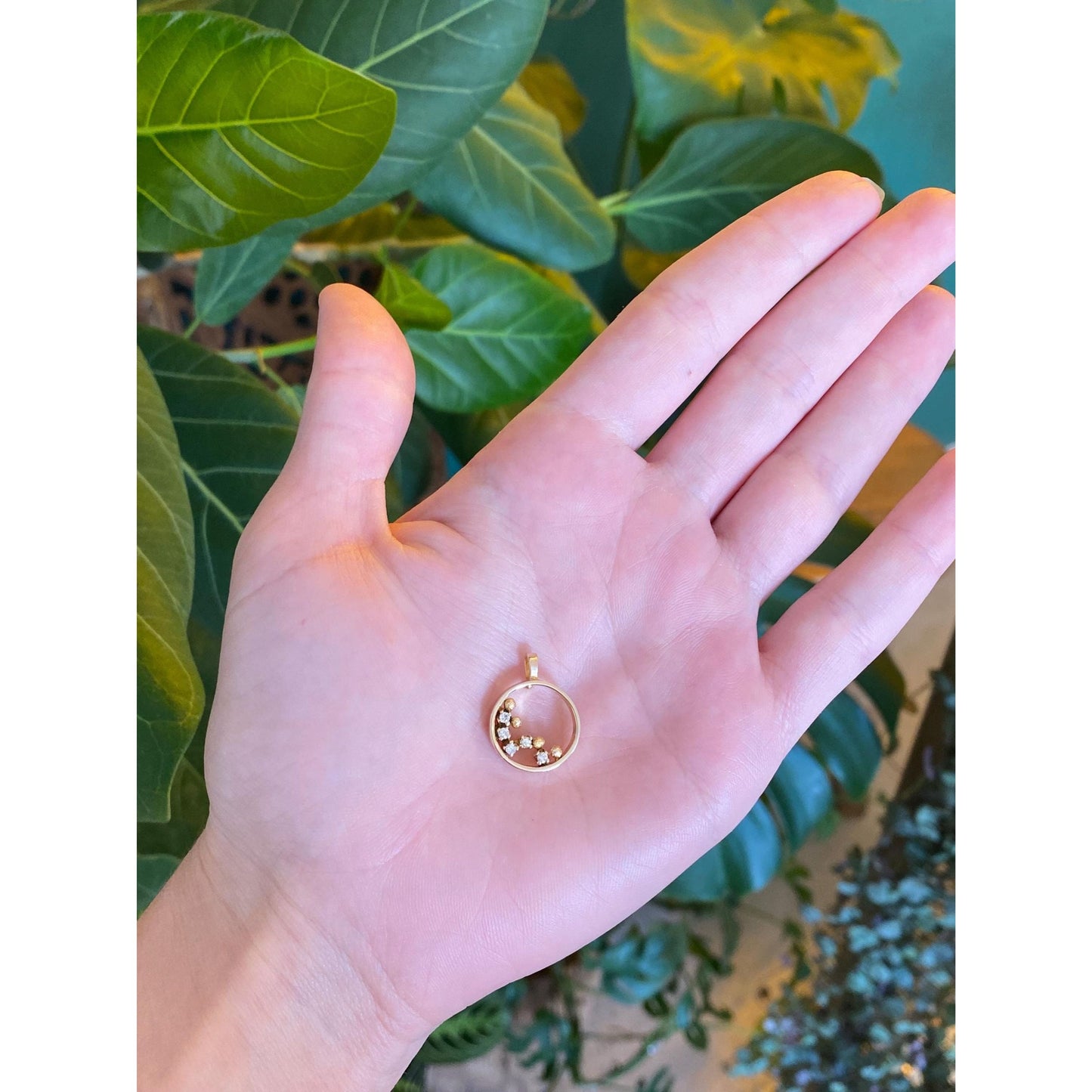 Vintage Solid 14k Yellow Gold Diamond Charm