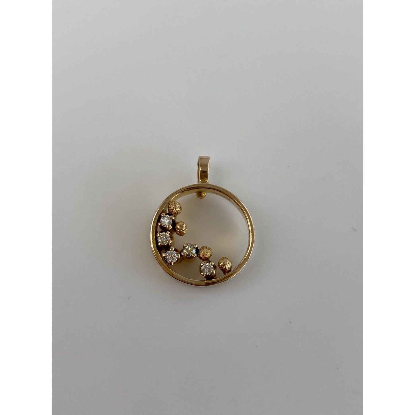 Vintage Solid 14k Yellow Gold Diamond Charm