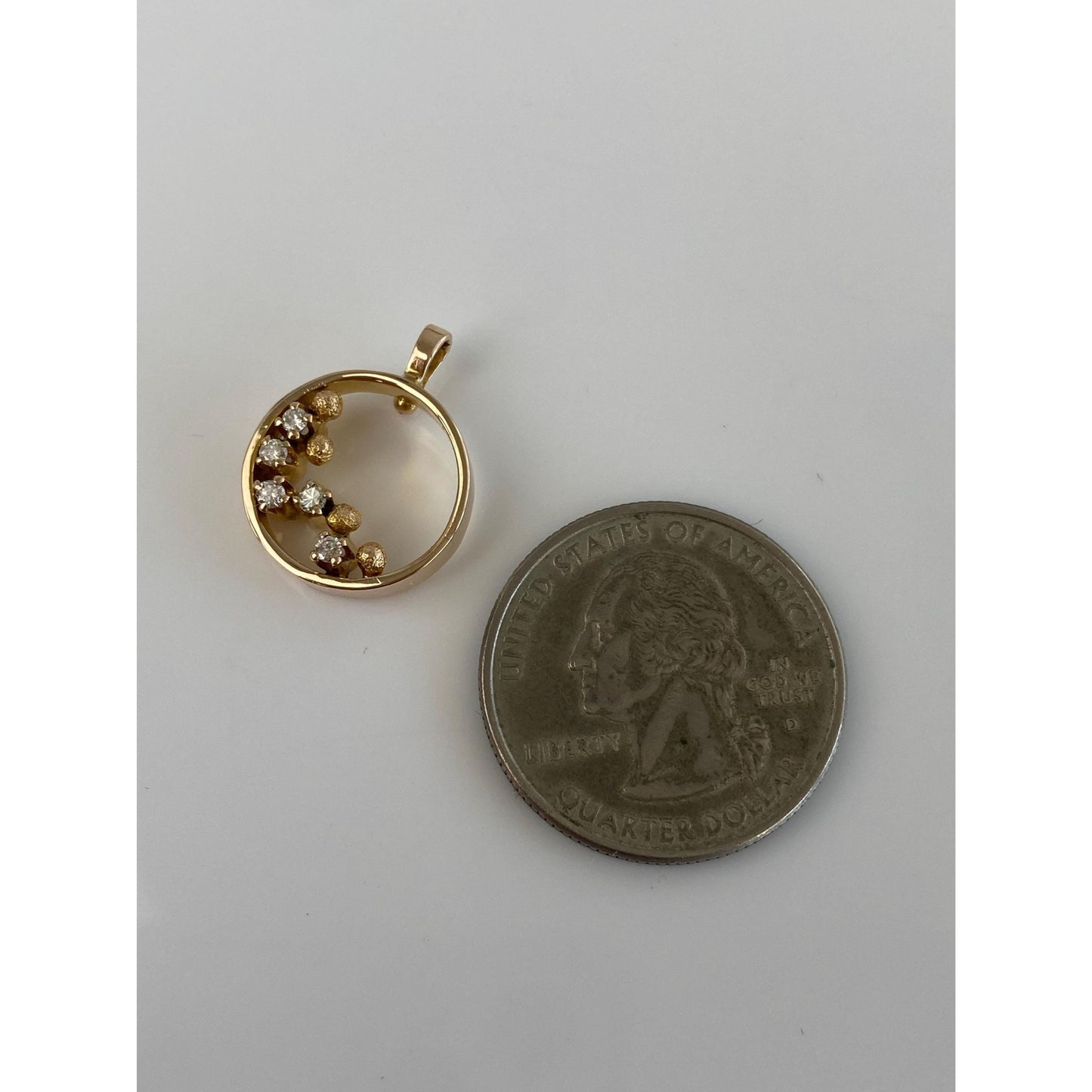 Vintage Solid 14k Yellow Gold Diamond Charm