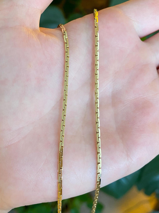 Vintage Solid 14k Yellow Gold C Link Chain Necklace - 22.5 inches