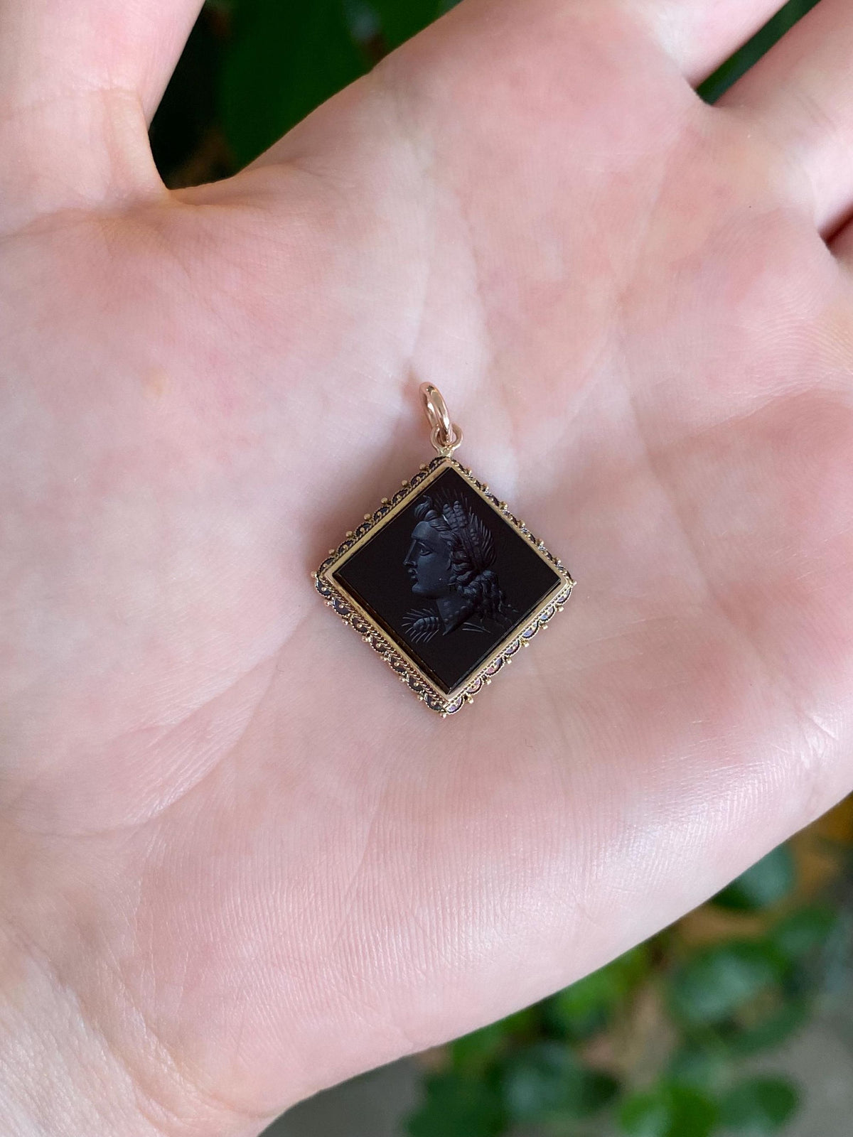 Vintage Solid 14k Rosey Gold Carved Carnelian Intaglio Cameo Charm