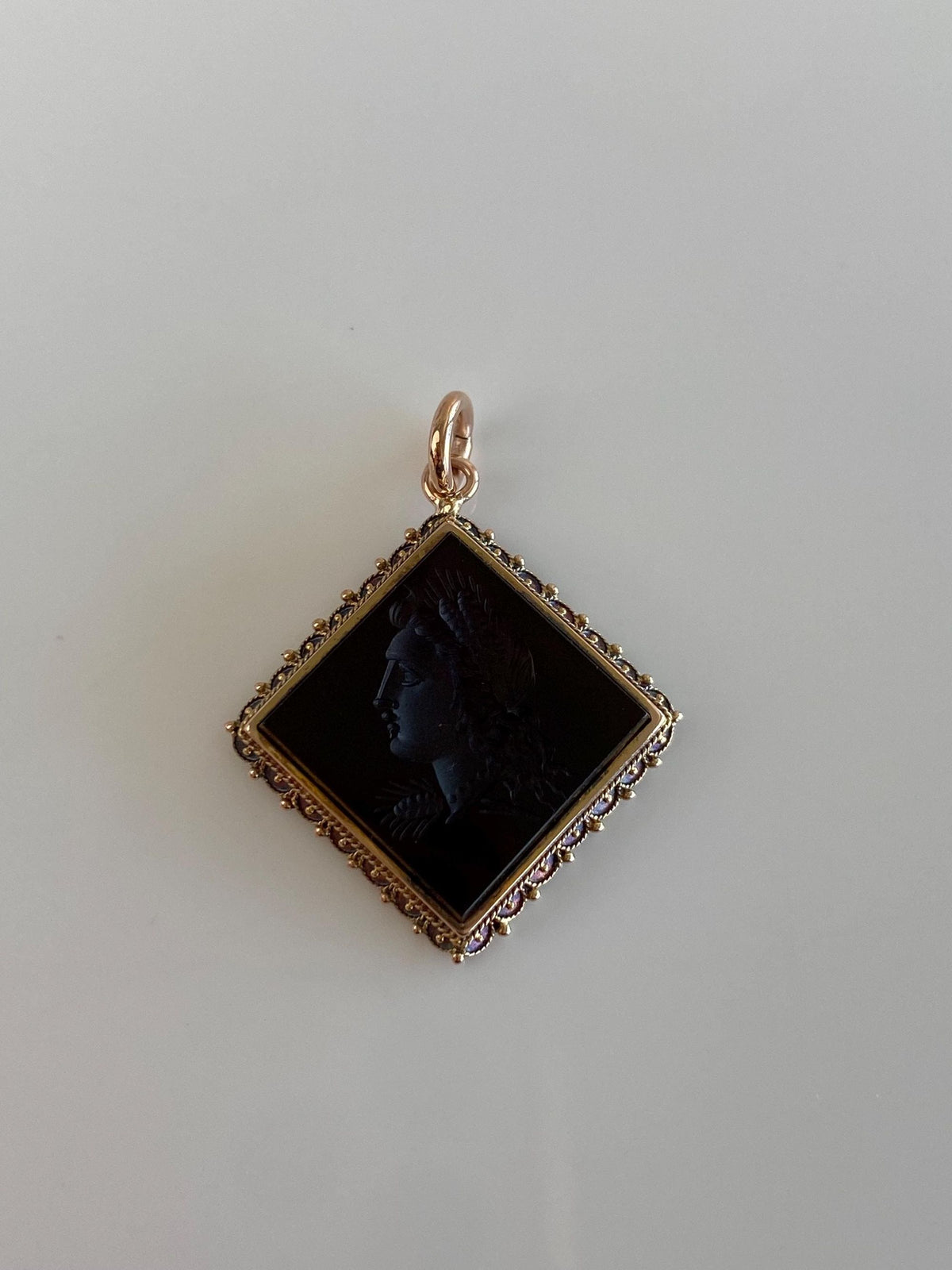 Vintage Solid 14k Rosey Gold Carved Carnelian Intaglio Cameo Charm
