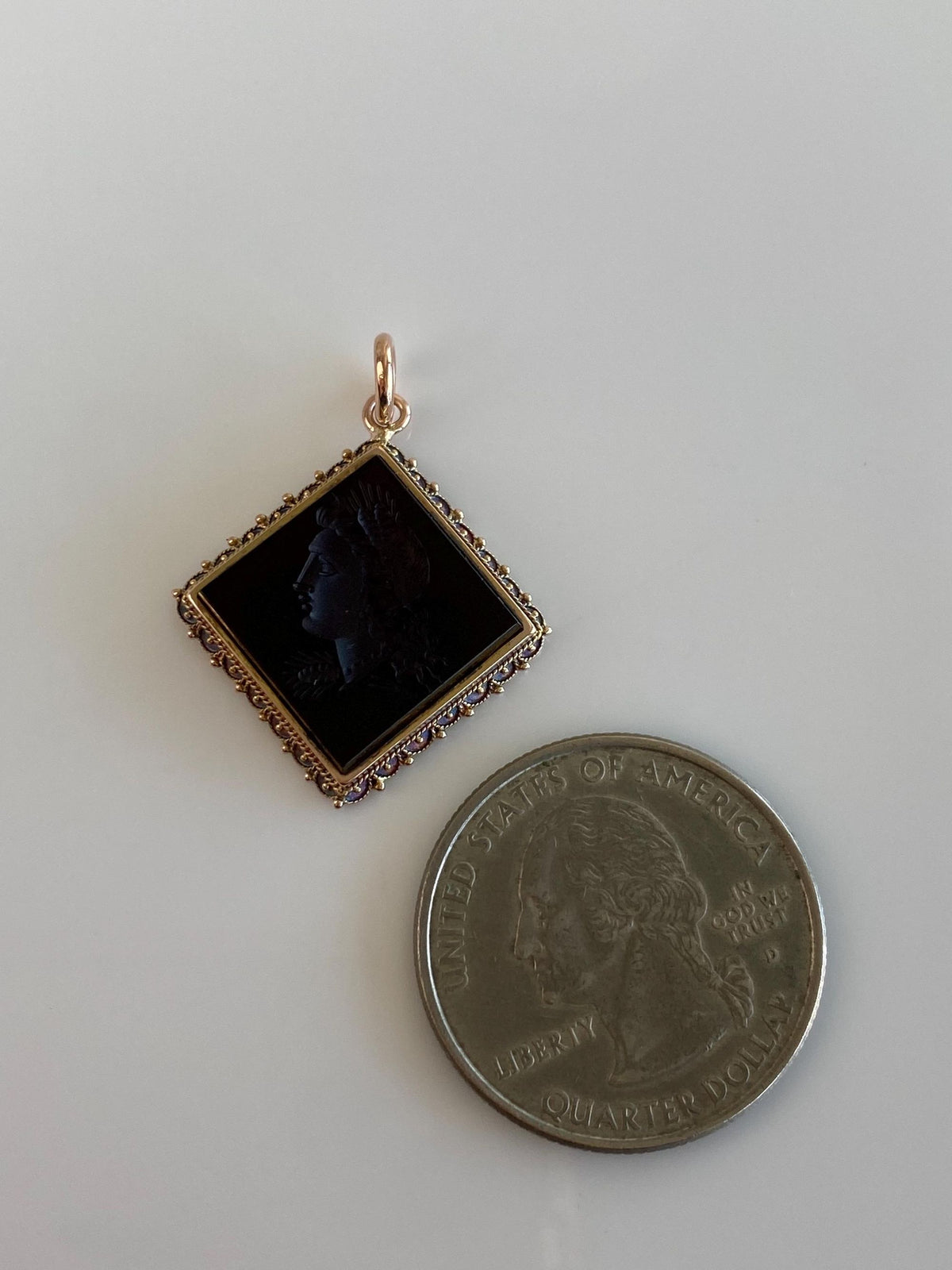 Vintage Solid 14k Rosey Gold Carved Carnelian Intaglio Cameo Charm
