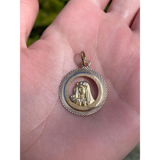 Vintage Solid 18k Yellow Gold Virgin Mary Charm