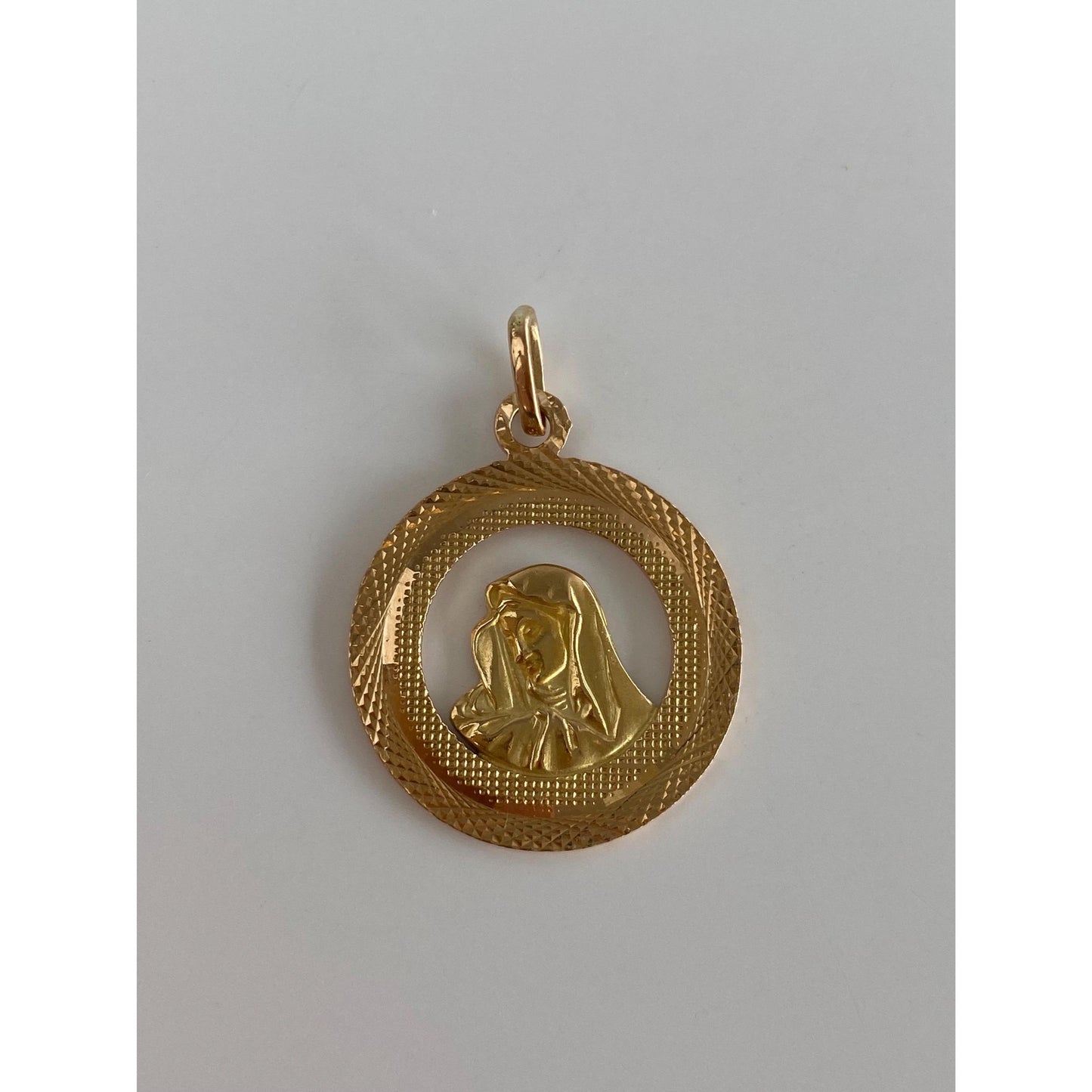 Vintage Solid 18k Yellow Gold Virgin Mary Charm