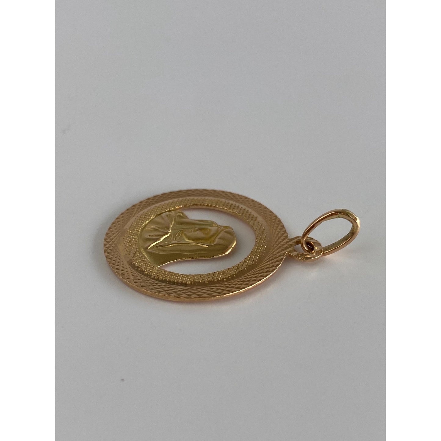 Vintage Solid 18k Yellow Gold Virgin Mary Charm