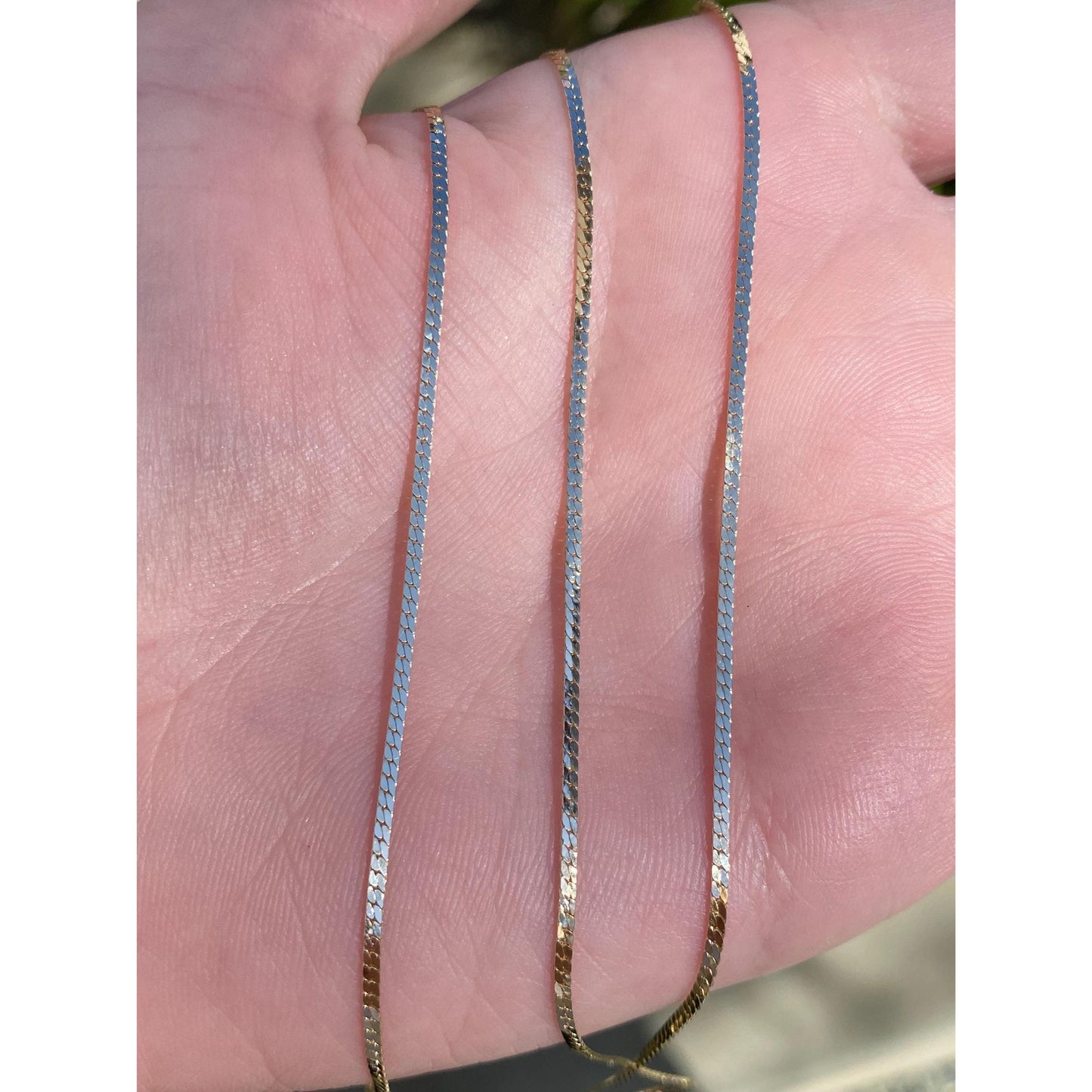 Vintage Solid 14k Yellow Gold Flat Chain Necklace - 24 inches