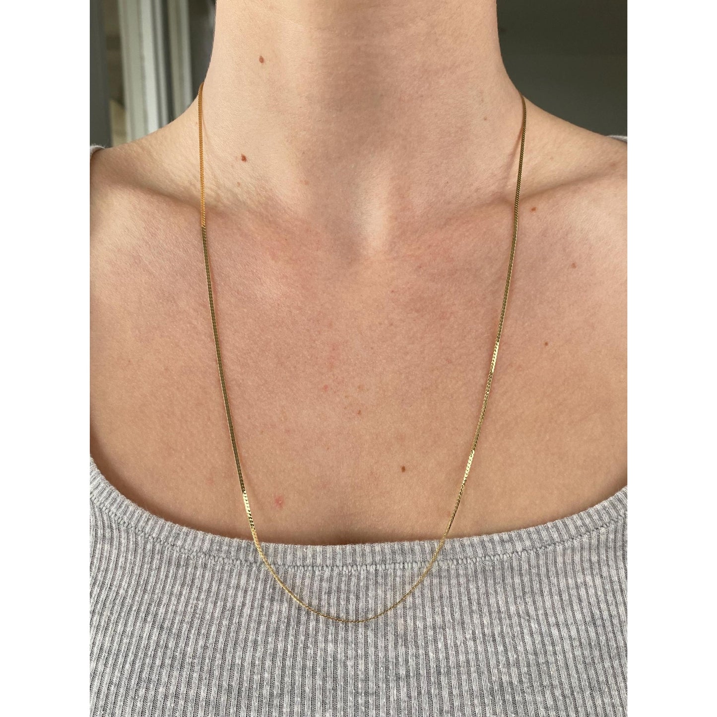 Vintage Solid 14k Yellow Gold Flat Chain Necklace - 24 inches