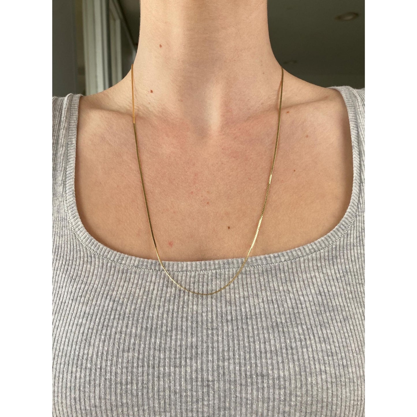 Vintage Solid 14k Yellow Gold Flat Chain Necklace - 24 inches