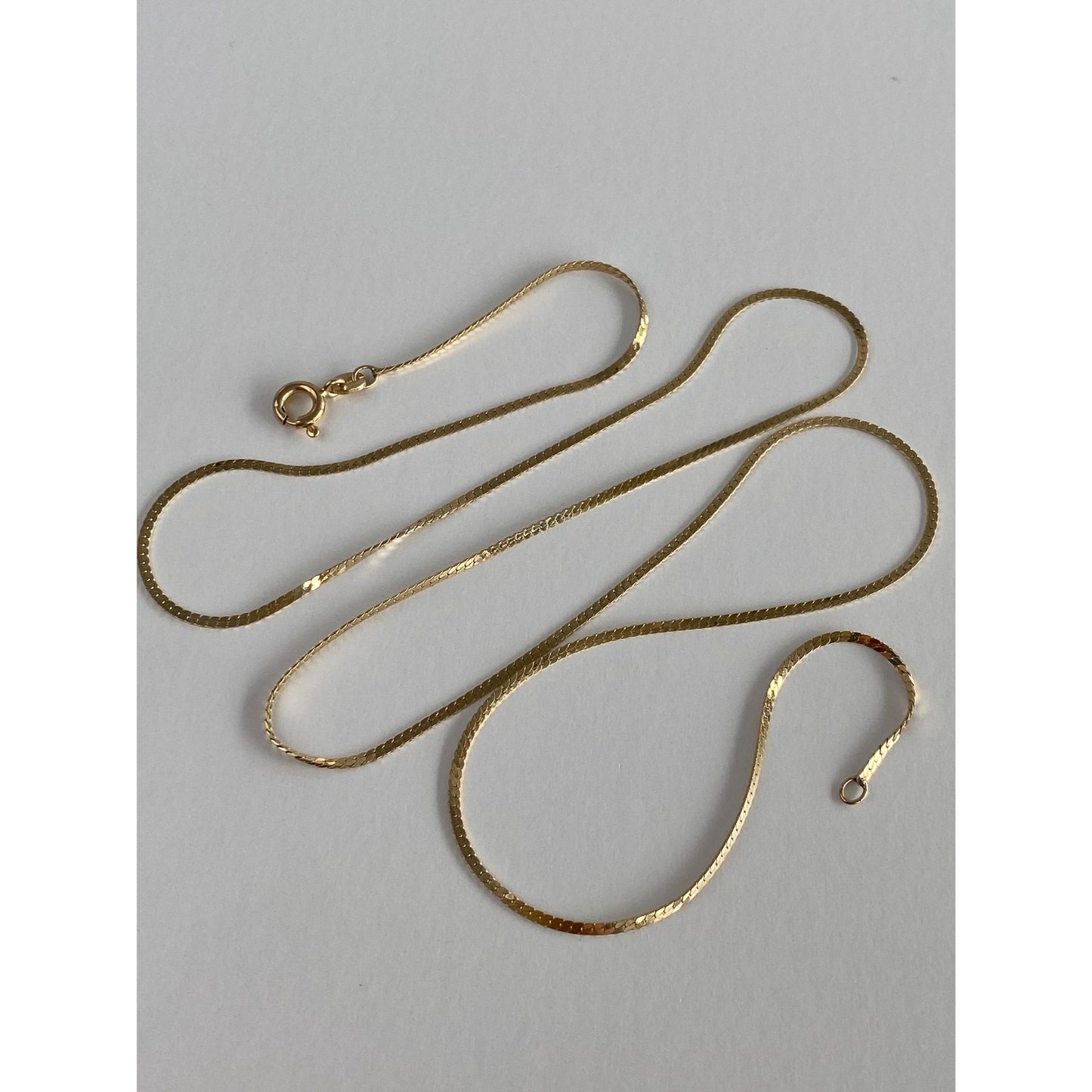 Vintage Solid 14k Yellow Gold Flat Chain Necklace - 24 inches