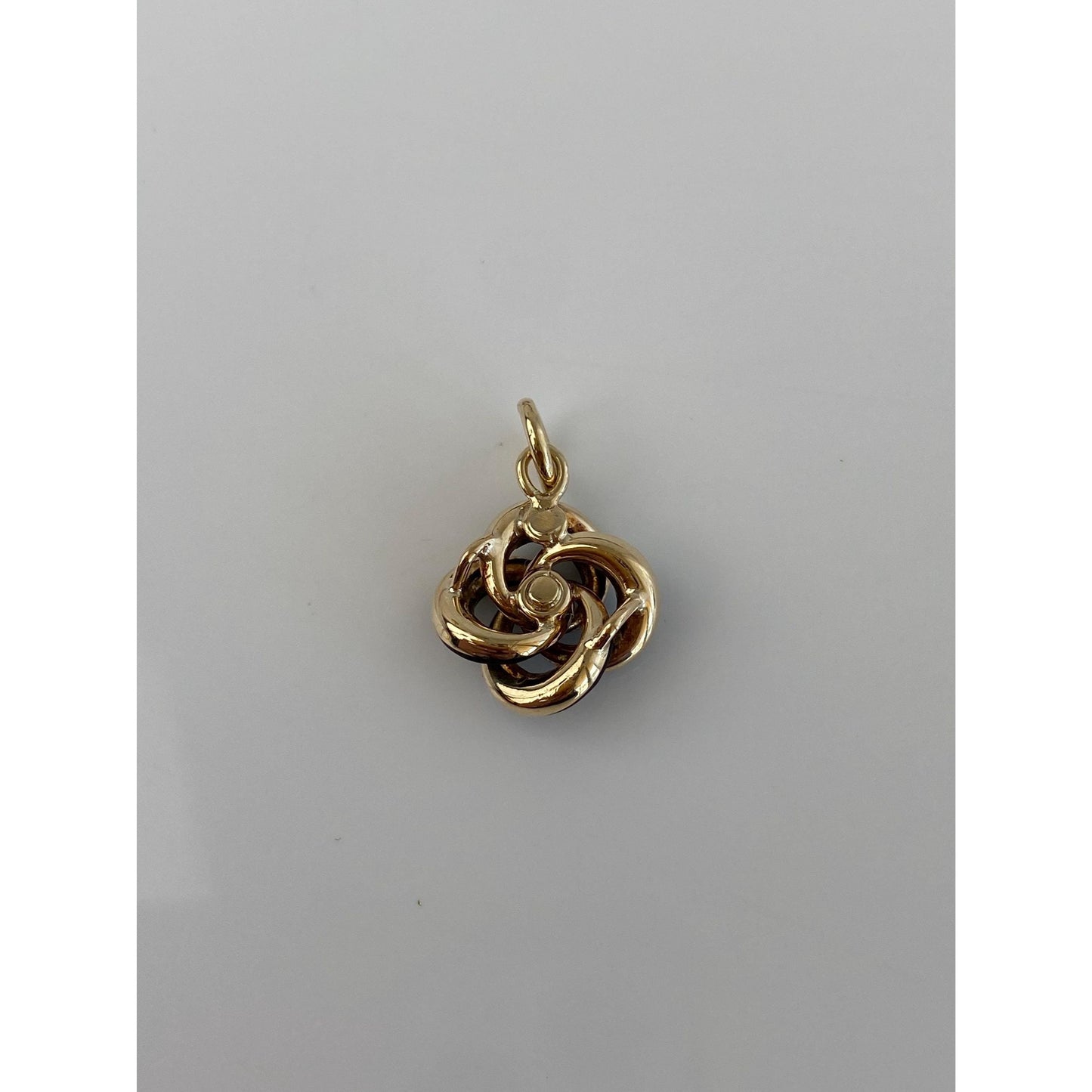 Vintage 14k Yellow Gold Seed Pearl Black Enamel Knot Charm