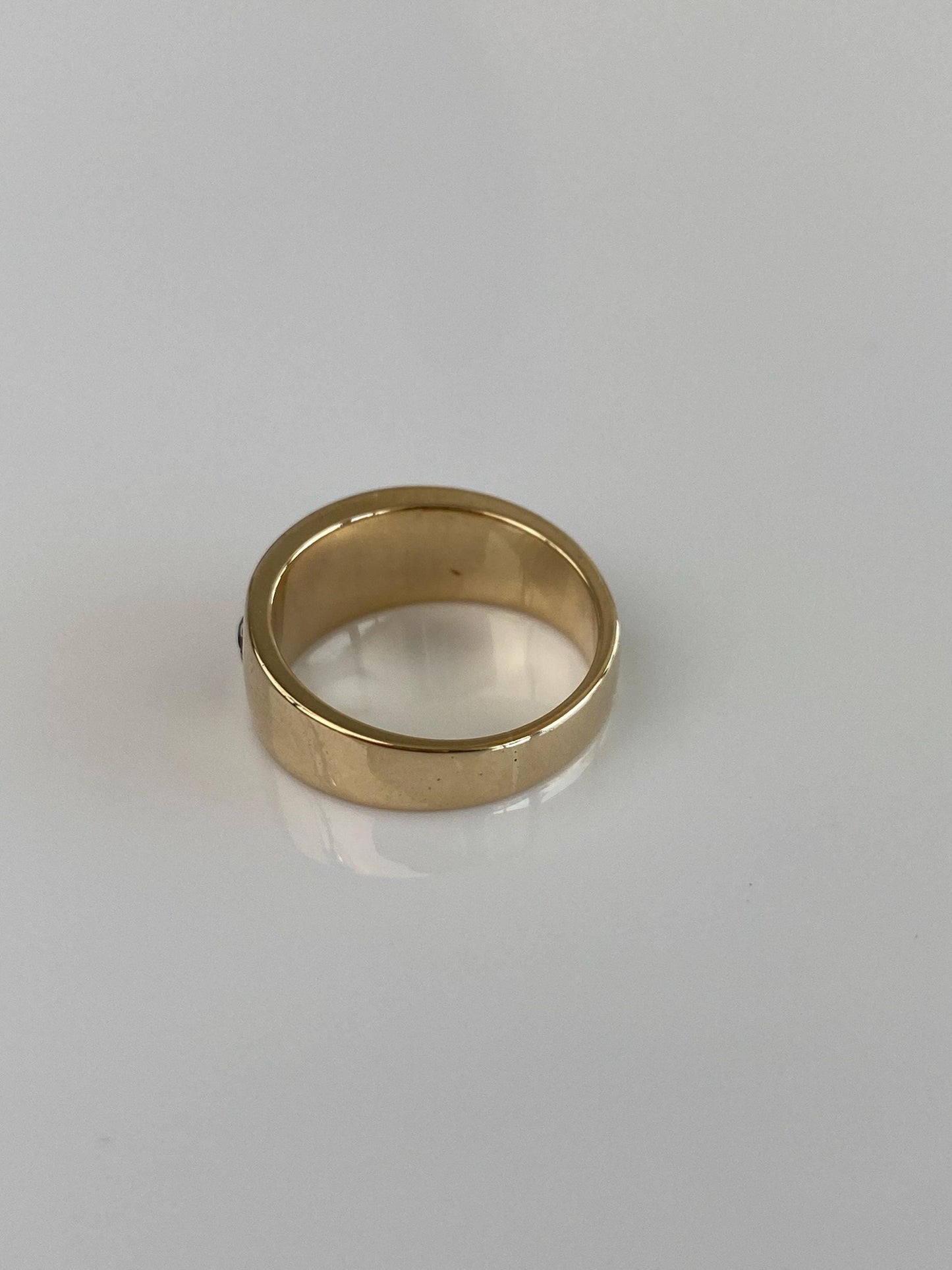 Vintage Solid 14k Yellow Gold Diamond Blue Sapphire Ring Band - Size 4.75