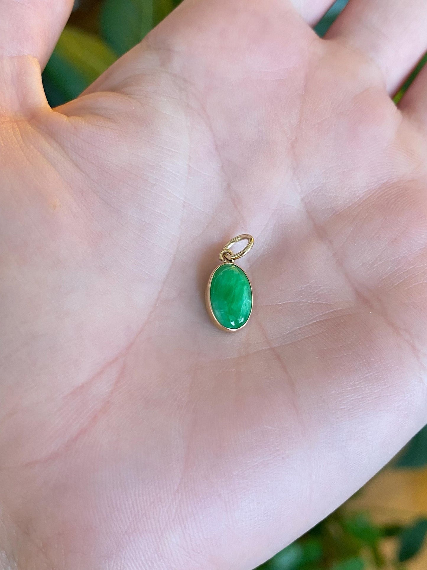 Vintage Solid 14k Yellow Gold Jade Charm