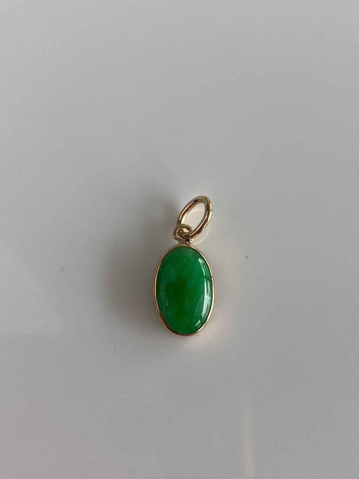 Vintage Solid 14k Yellow Gold Jade Charm