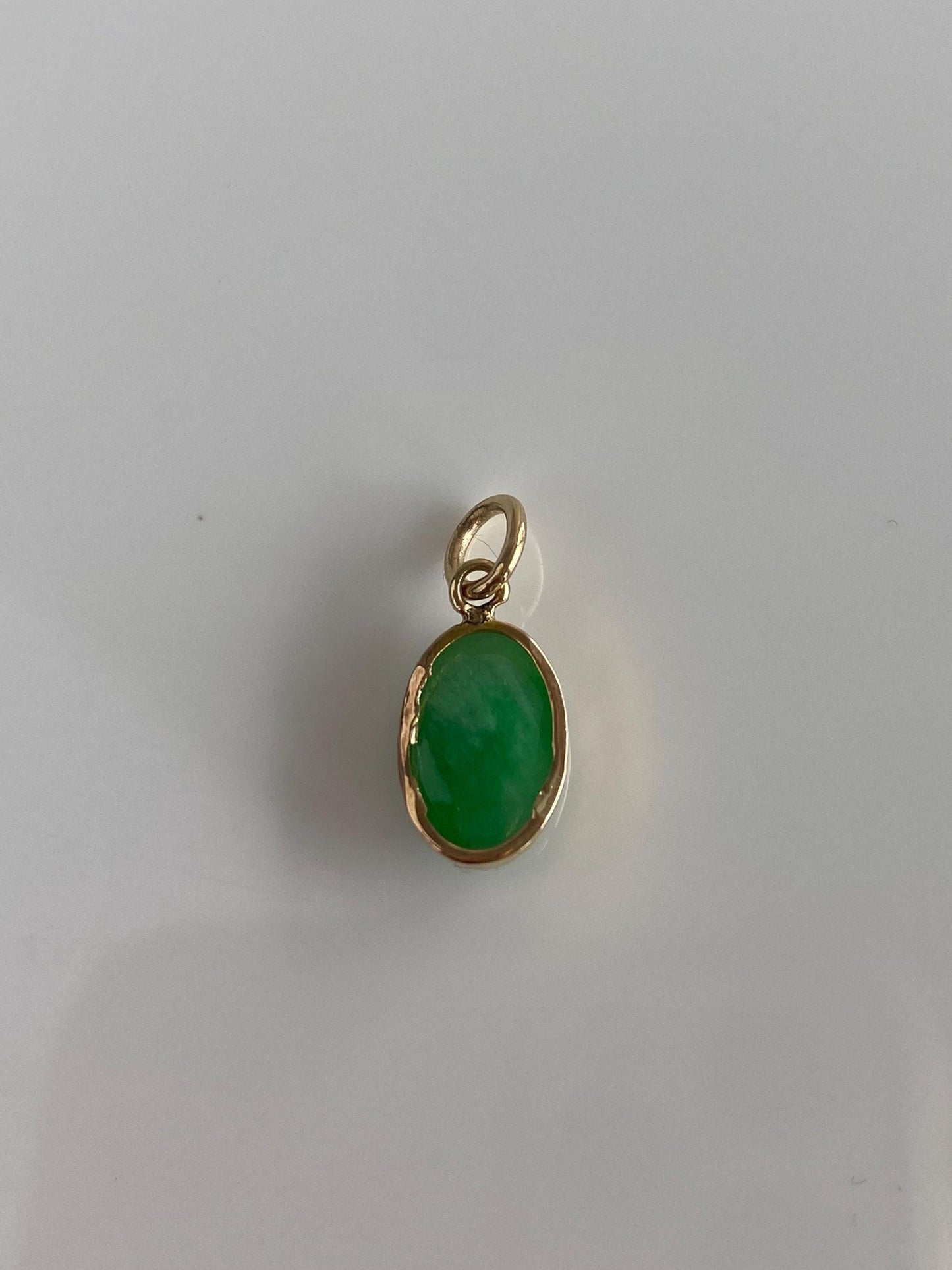 Vintage Solid 14k Yellow Gold Jade Charm