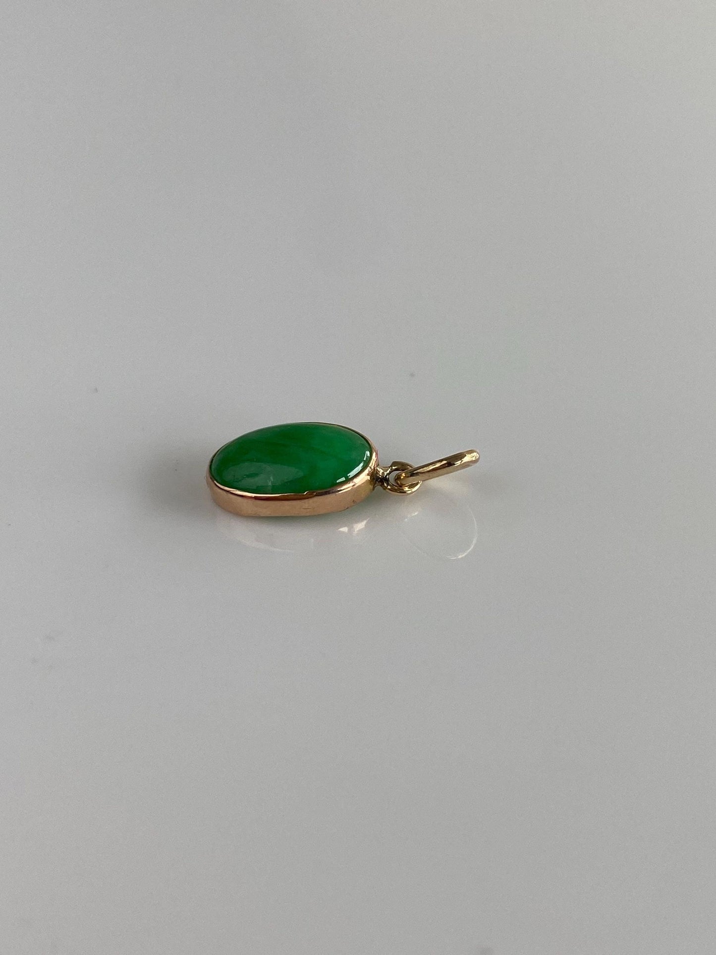 Vintage Solid 14k Yellow Gold Jade Charm