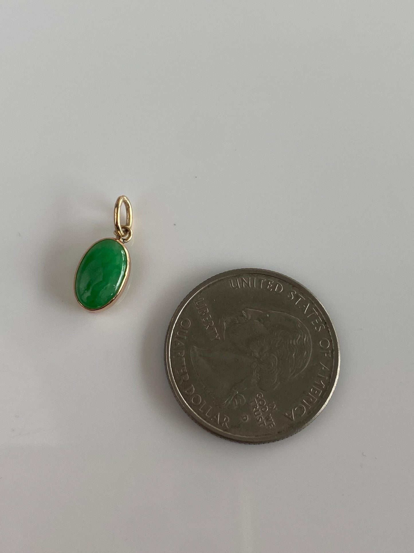 Vintage Solid 14k Yellow Gold Jade Charm