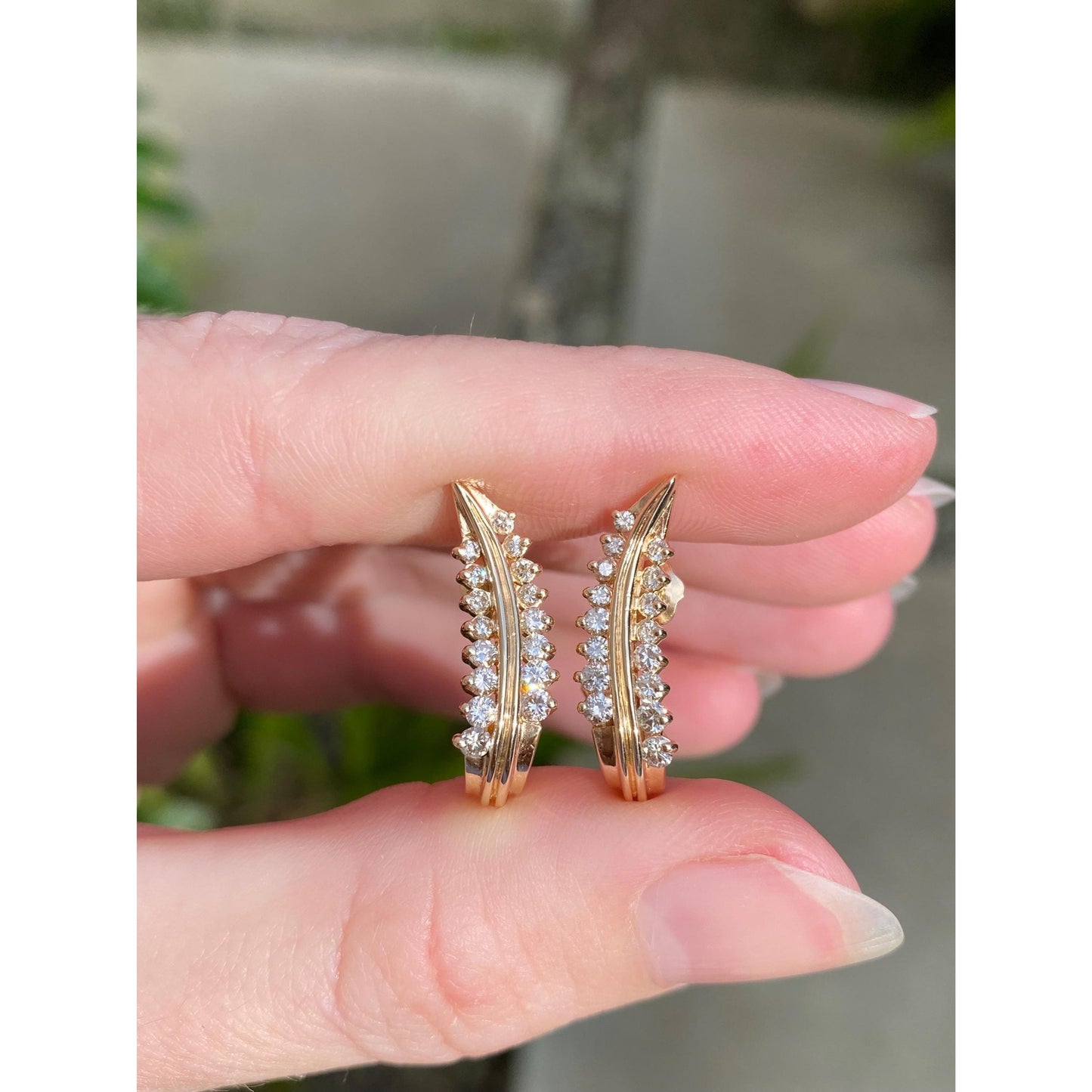 Vintage Solid 14k Yellow Gold Diamond Drop Earrings