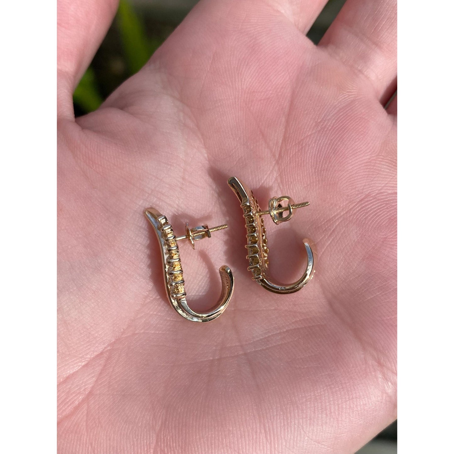 Vintage Solid 14k Yellow Gold Diamond Drop Earrings