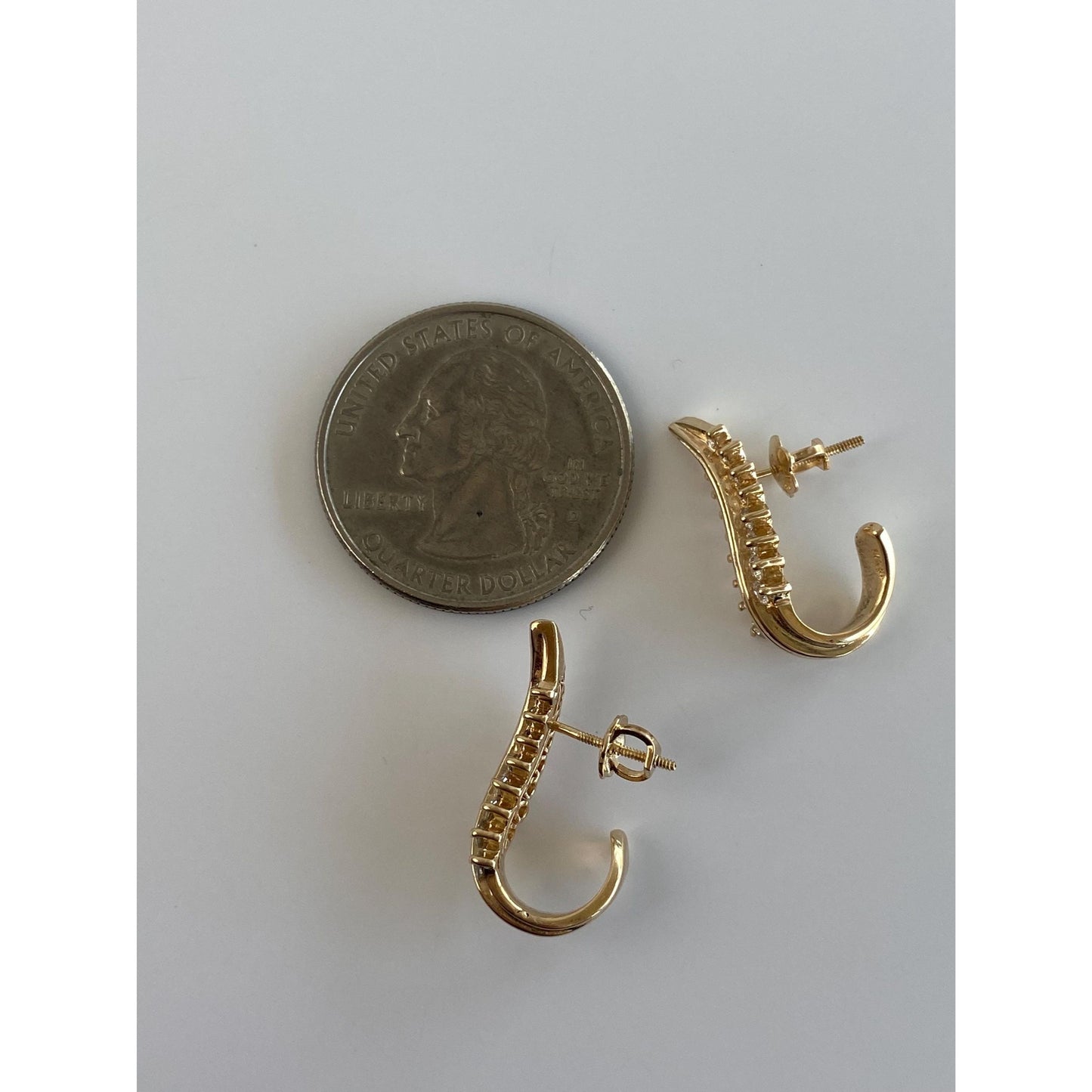 Vintage Solid 14k Yellow Gold Diamond Drop Earrings