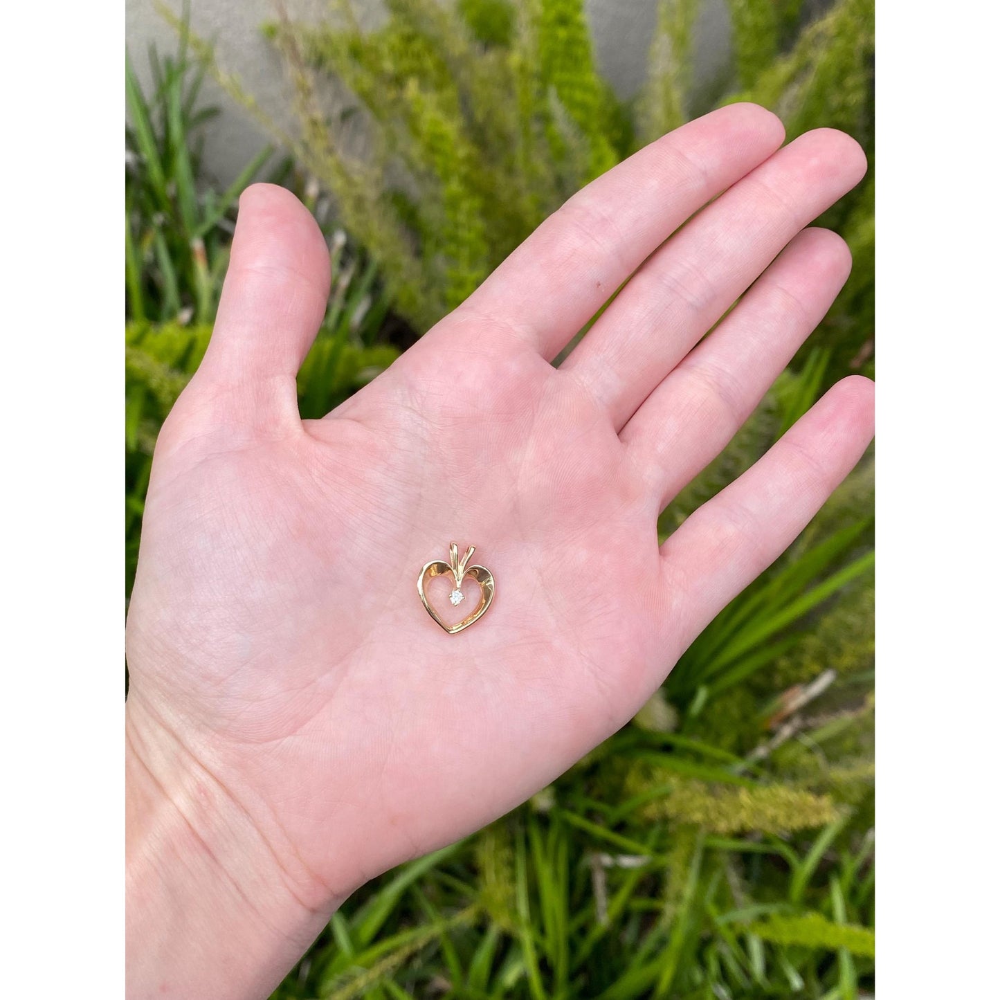 Solid 14k Yellow Gold Diamond Heart Charm