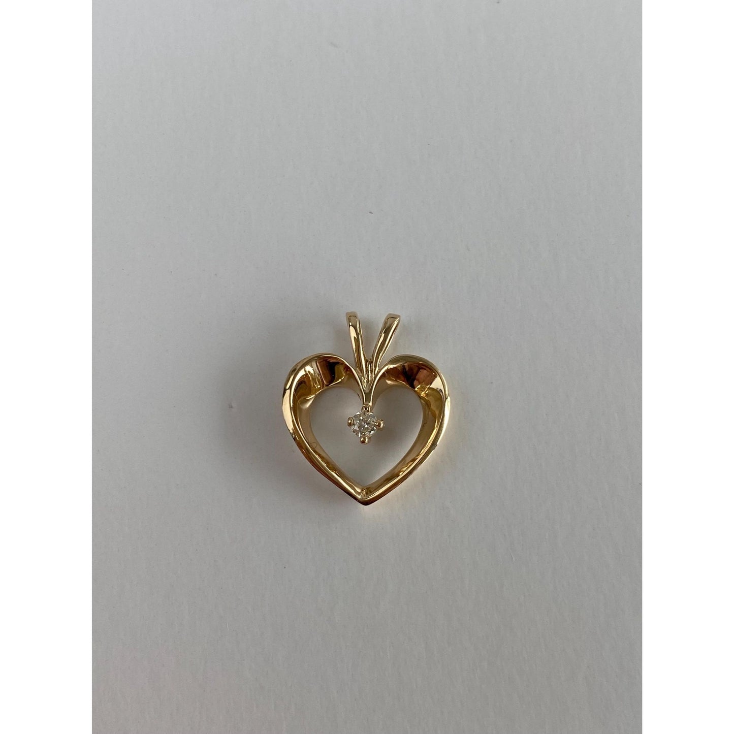 Solid 14k Yellow Gold Diamond Heart Charm