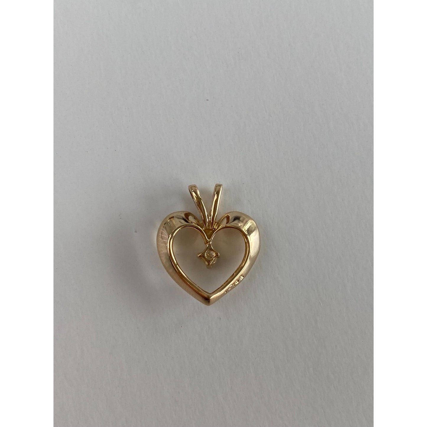 Solid 14k Yellow Gold Diamond Heart Charm
