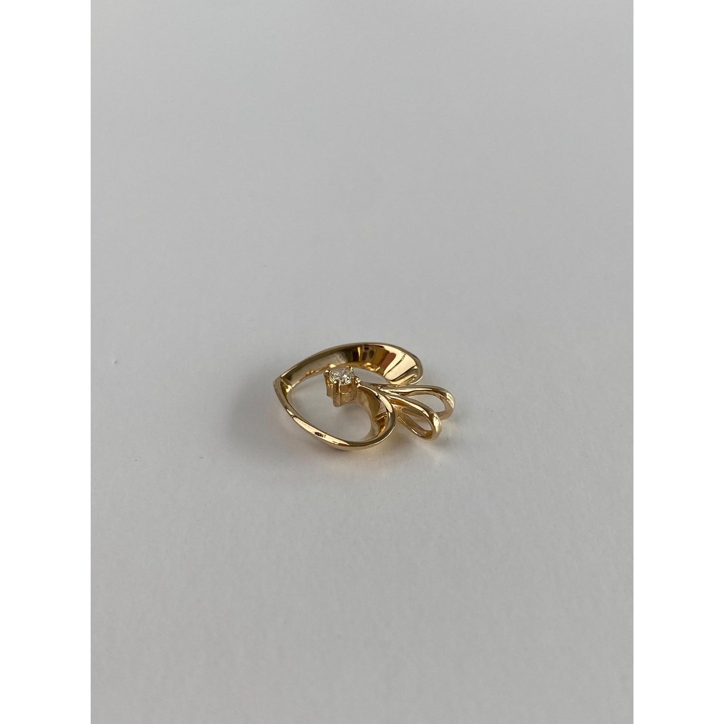 Solid 14k Yellow Gold Diamond Heart Charm