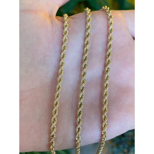 Vintage Solid 14k Yellow Gold Rope Chain Necklace - 29 inches
