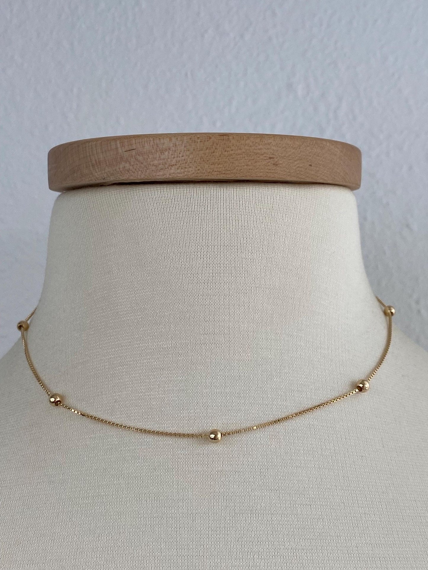 Vintage Solid 14k Yellow Gold Ball Bead Box Chain Necklace - 15.75 inches