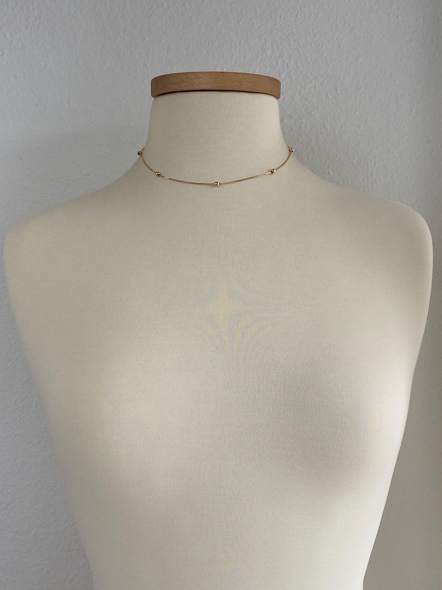 Vintage Solid 14k Yellow Gold Ball Bead Box Chain Necklace - 15.75 inches