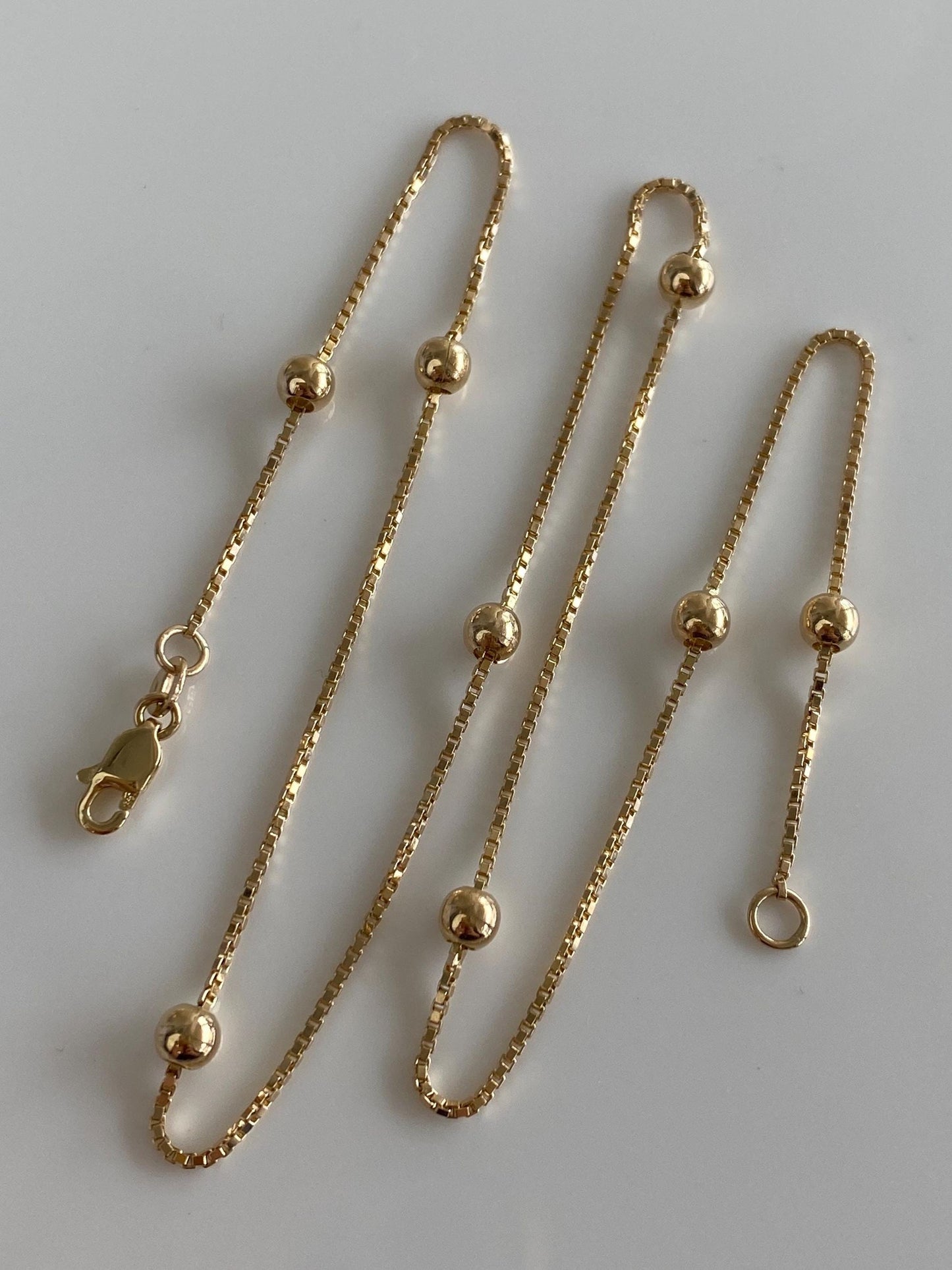 Vintage Solid 14k Yellow Gold Ball Bead Box Chain Necklace - 15.75 inches