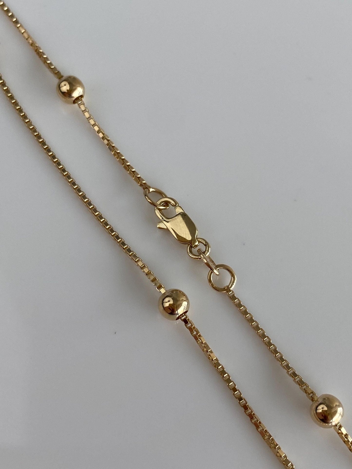 Vintage Solid 14k Yellow Gold Ball Bead Box Chain Necklace - 15.75 inches