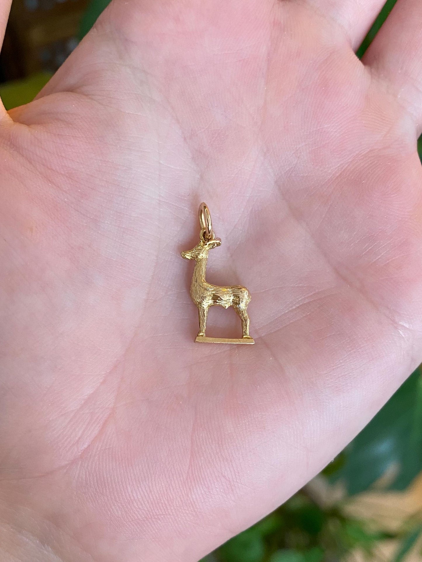 Vintage Solid 18k Yellow Gold Deer Charm