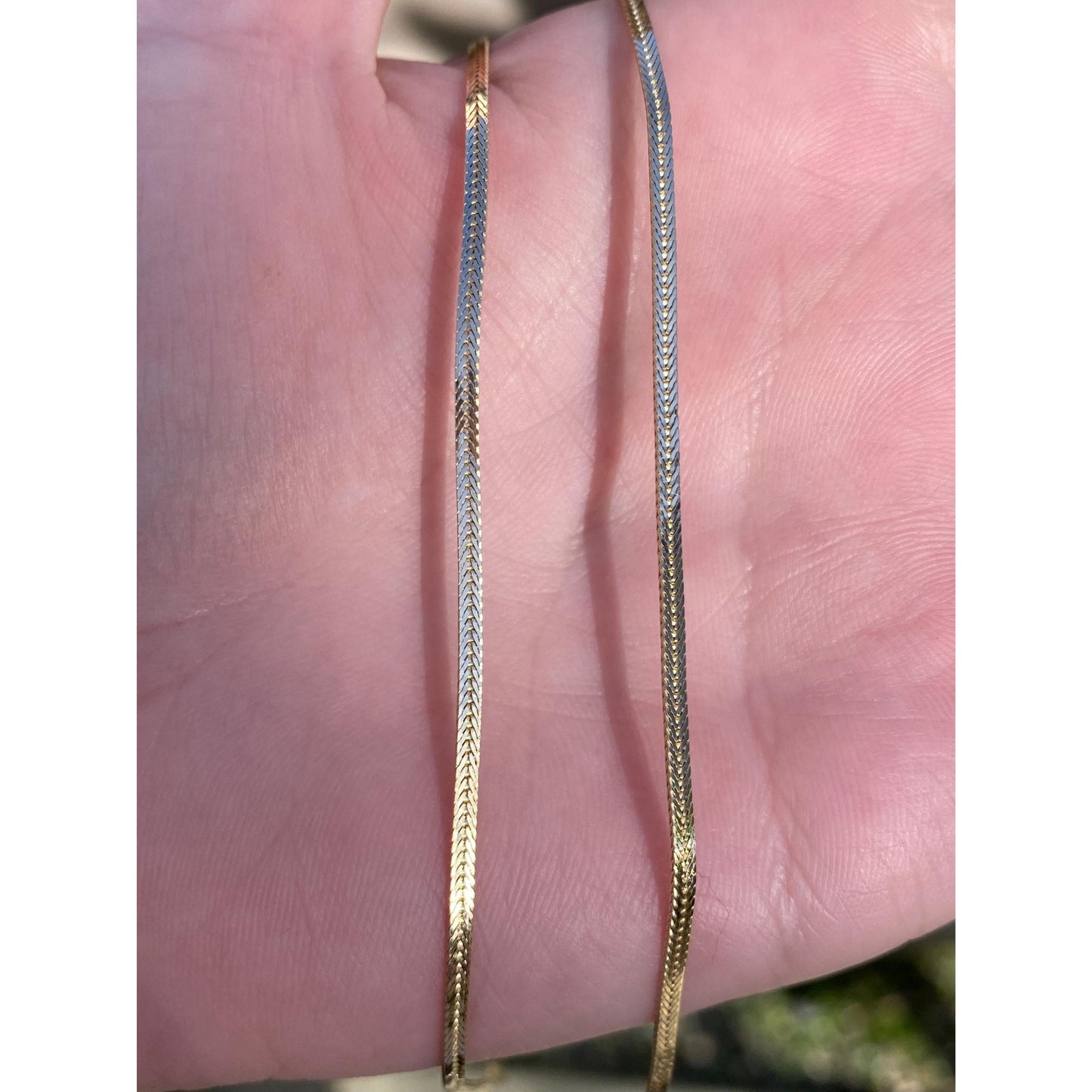 Vintage Solid 14k Yellow Gold Long Flat Wheat Chain Necklace - 29.75 inches