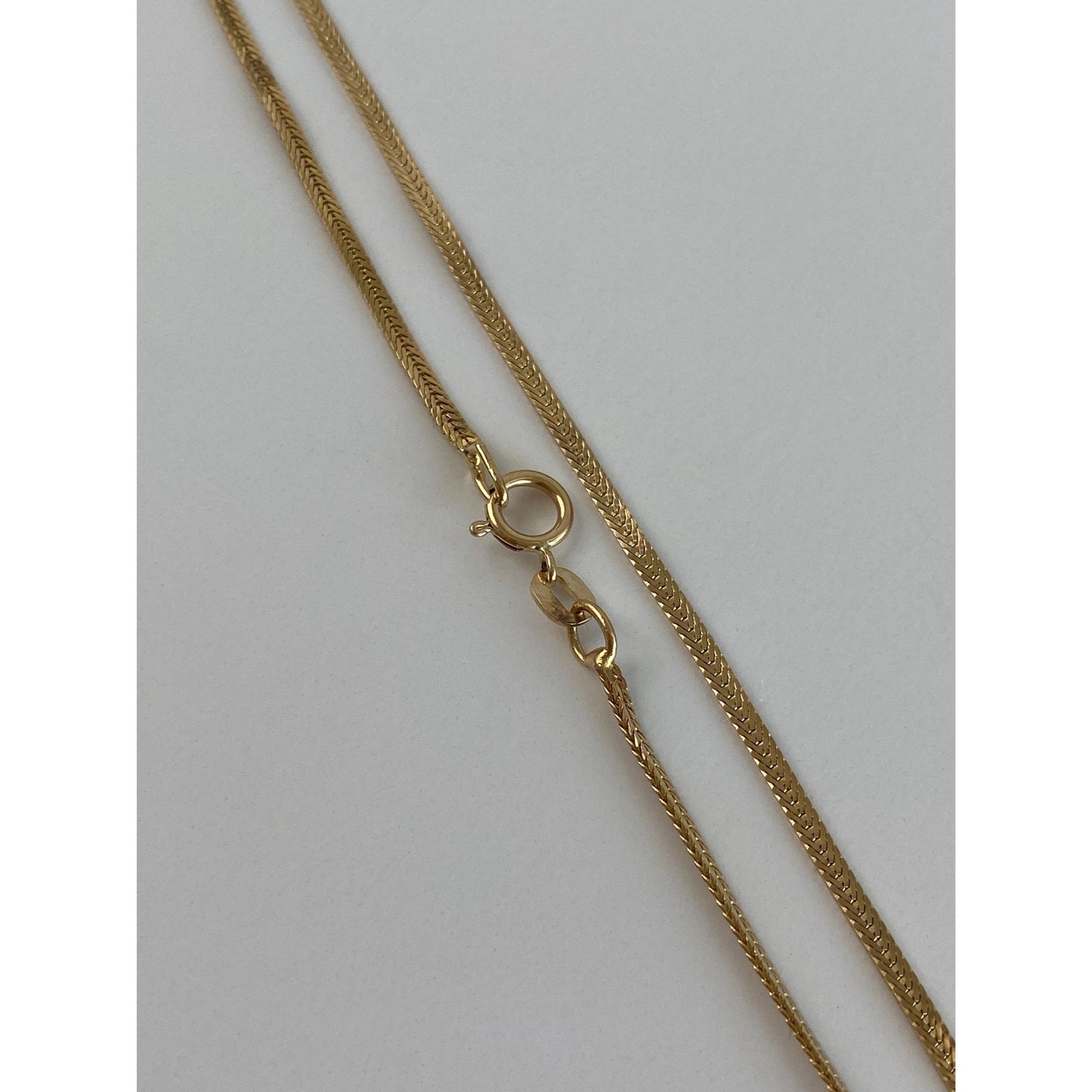 Vintage Solid 14k Yellow Gold Long Flat Wheat Chain Necklace - 29.75 inches