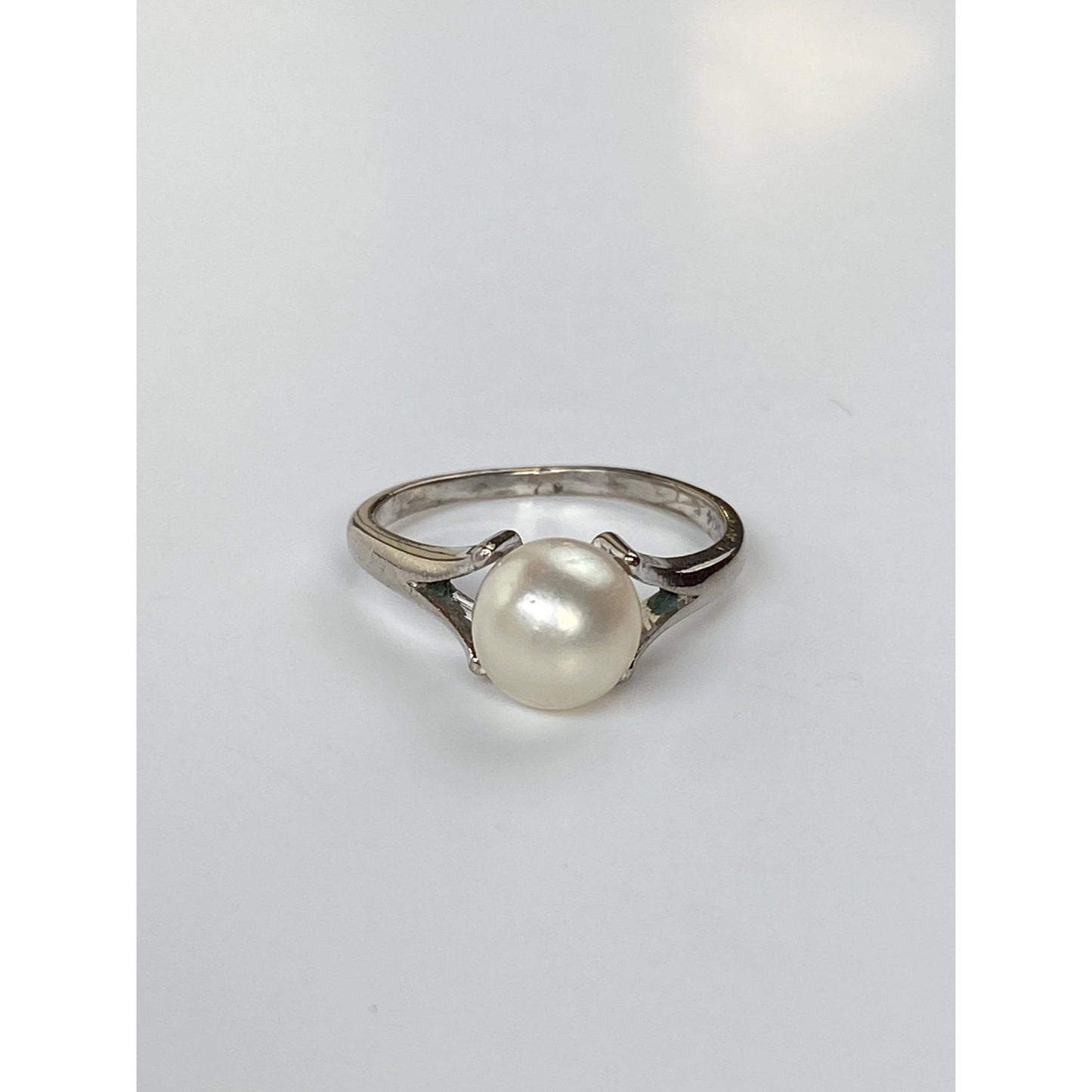 Vintage Solid 14k White Gold Pearl Ring - Size 5.25