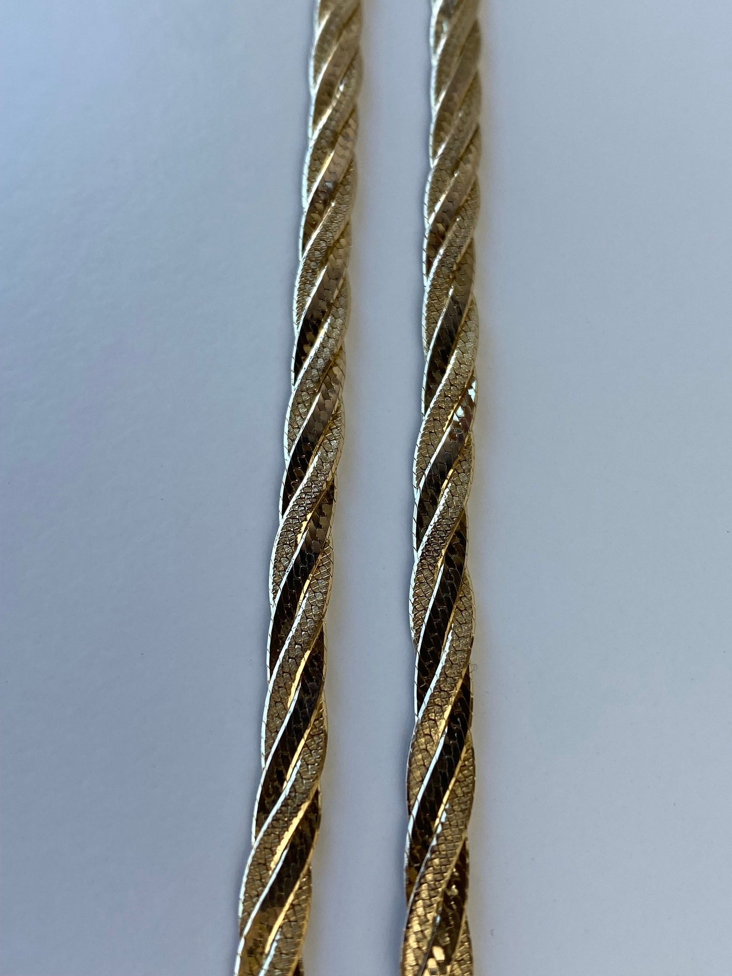 Vintage Solid 14k Yellow Gold Braided Flat Chain Necklace - 15.75 inches