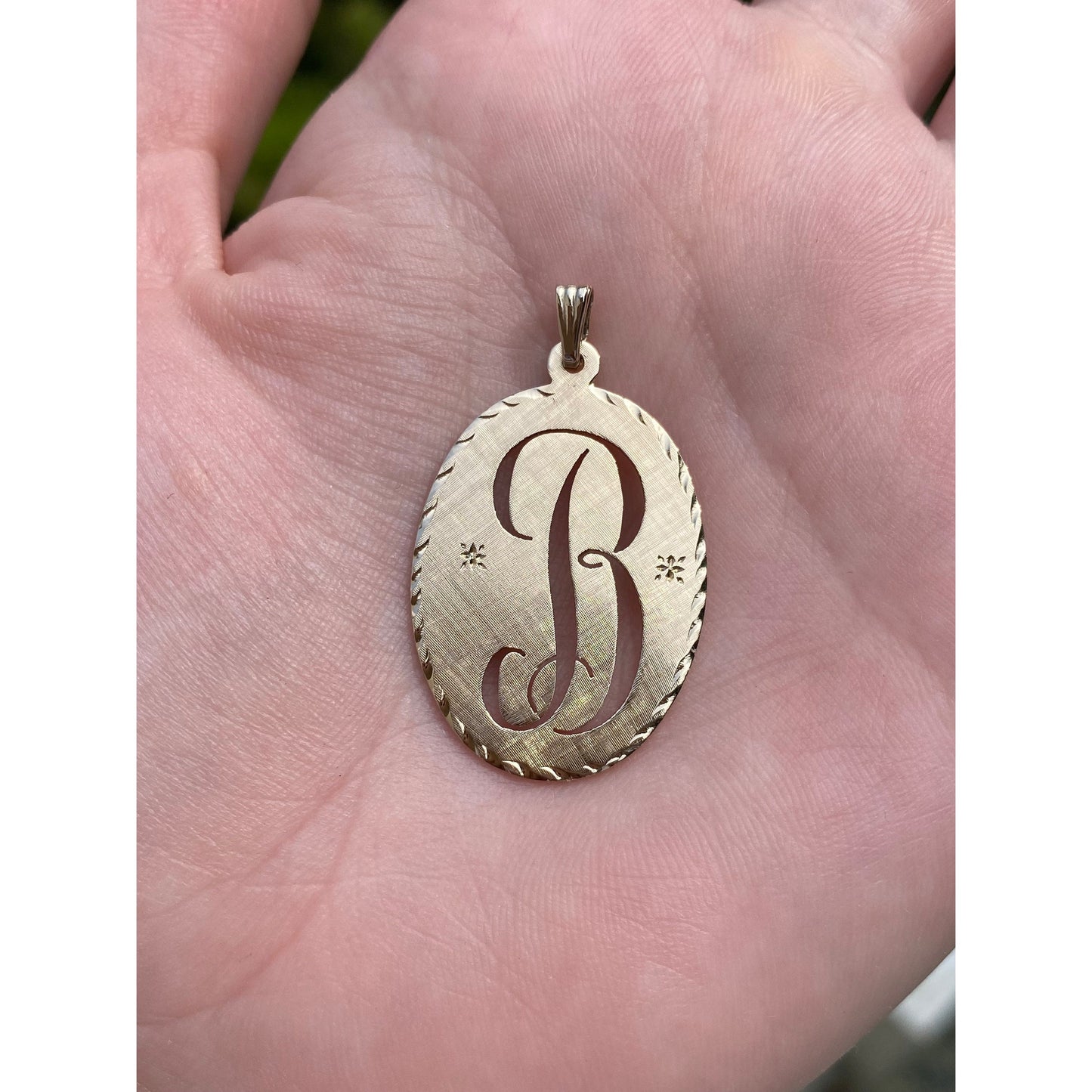 Solid 14k Yellow Gold Cursive Initial 'B' Charm