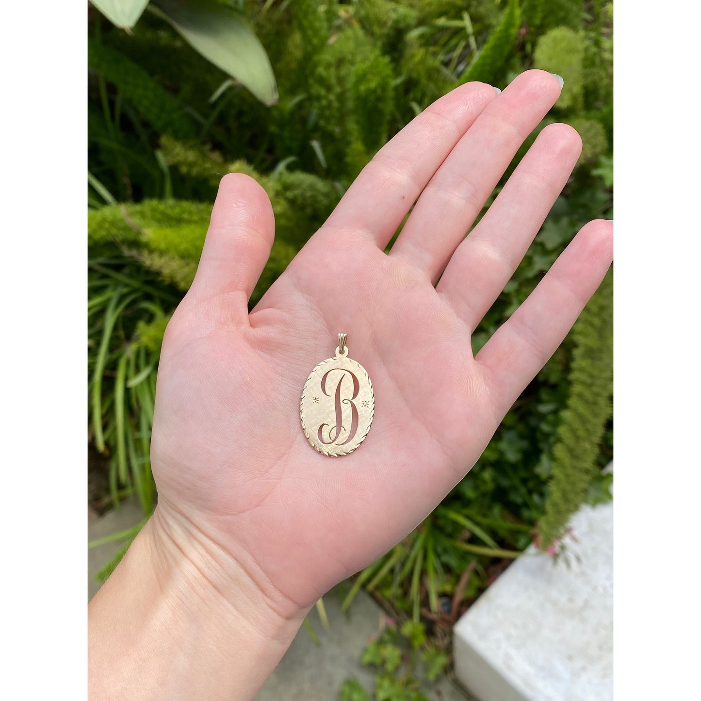 Solid 14k Yellow Gold Cursive Initial 'B' Charm