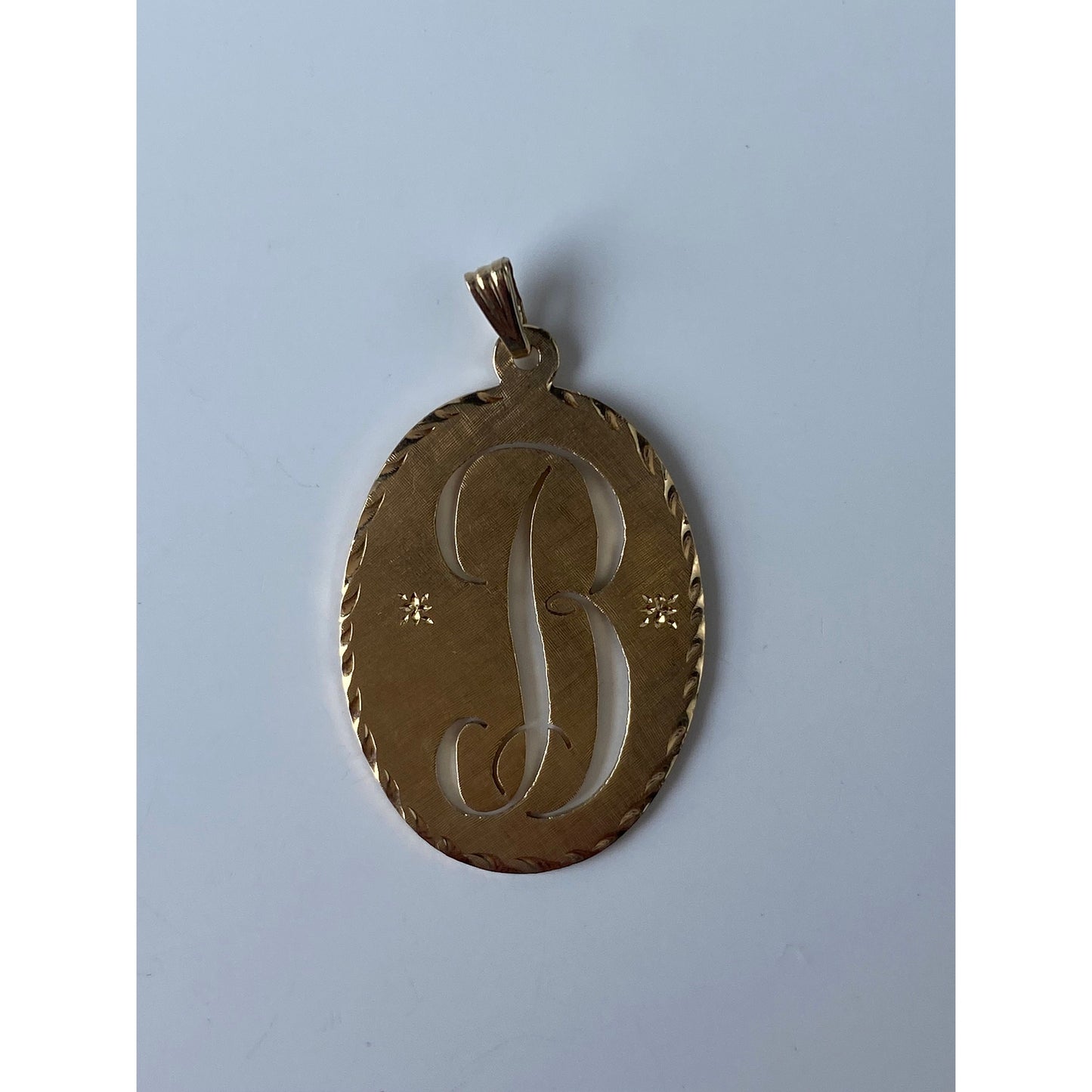 Solid 14k Yellow Gold Cursive Initial 'B' Charm