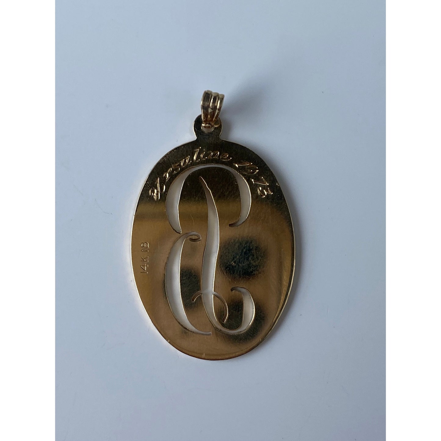 Solid 14k Yellow Gold Cursive Initial 'B' Charm