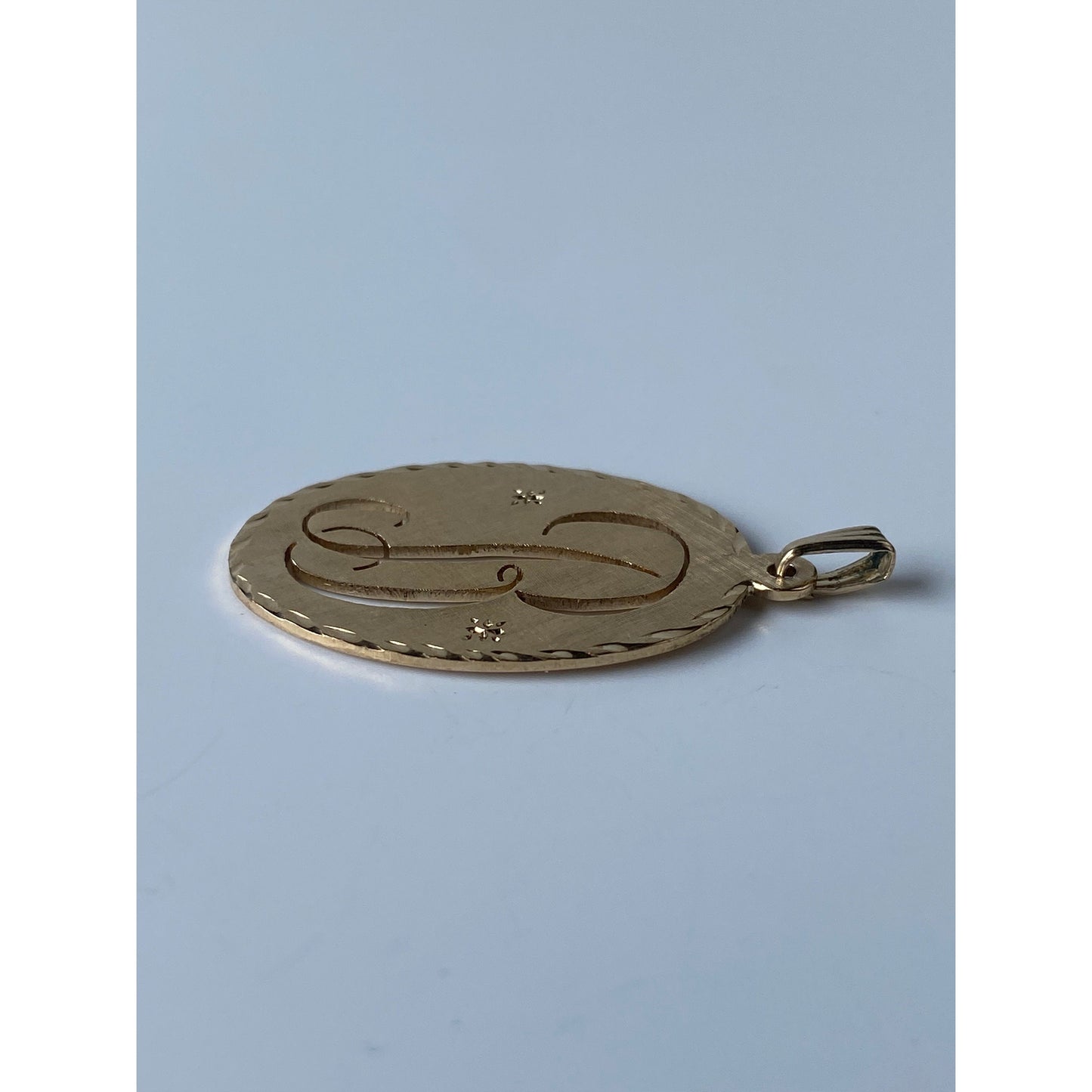 Solid 14k Yellow Gold Cursive Initial 'B' Charm