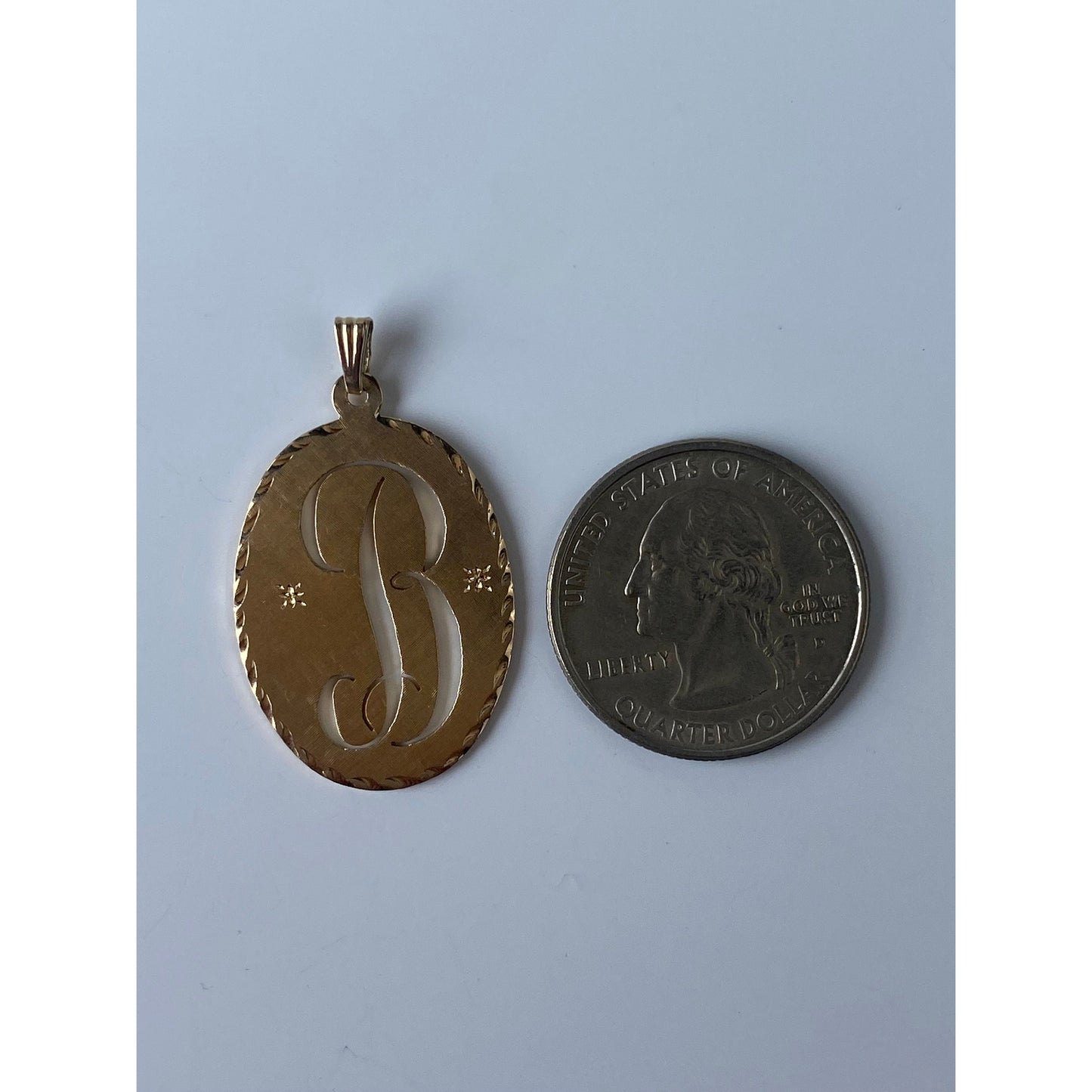 Solid 14k Yellow Gold Cursive Initial 'B' Charm